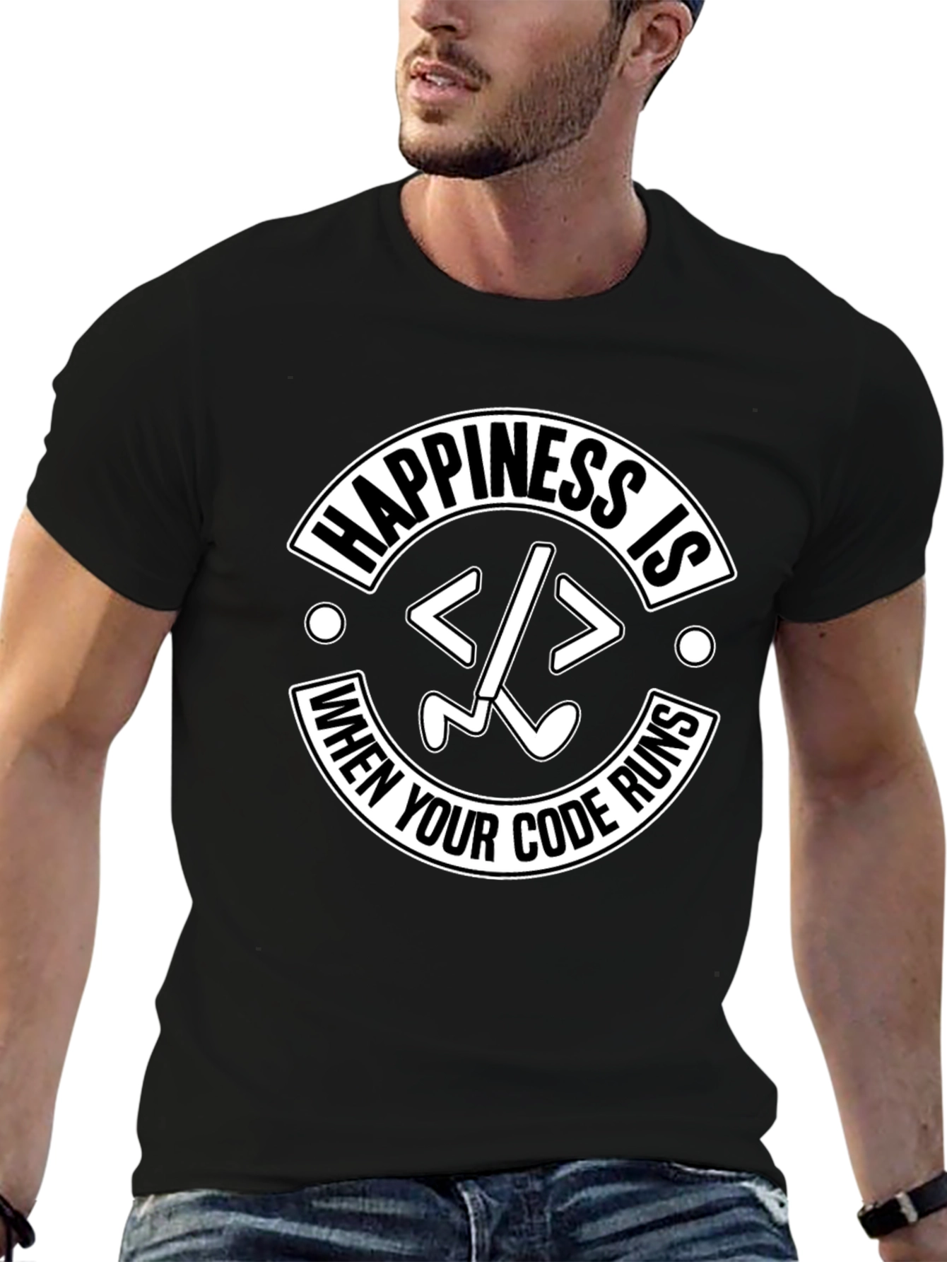 Happiness Is When Your Code Runs Programmer T-Shirt