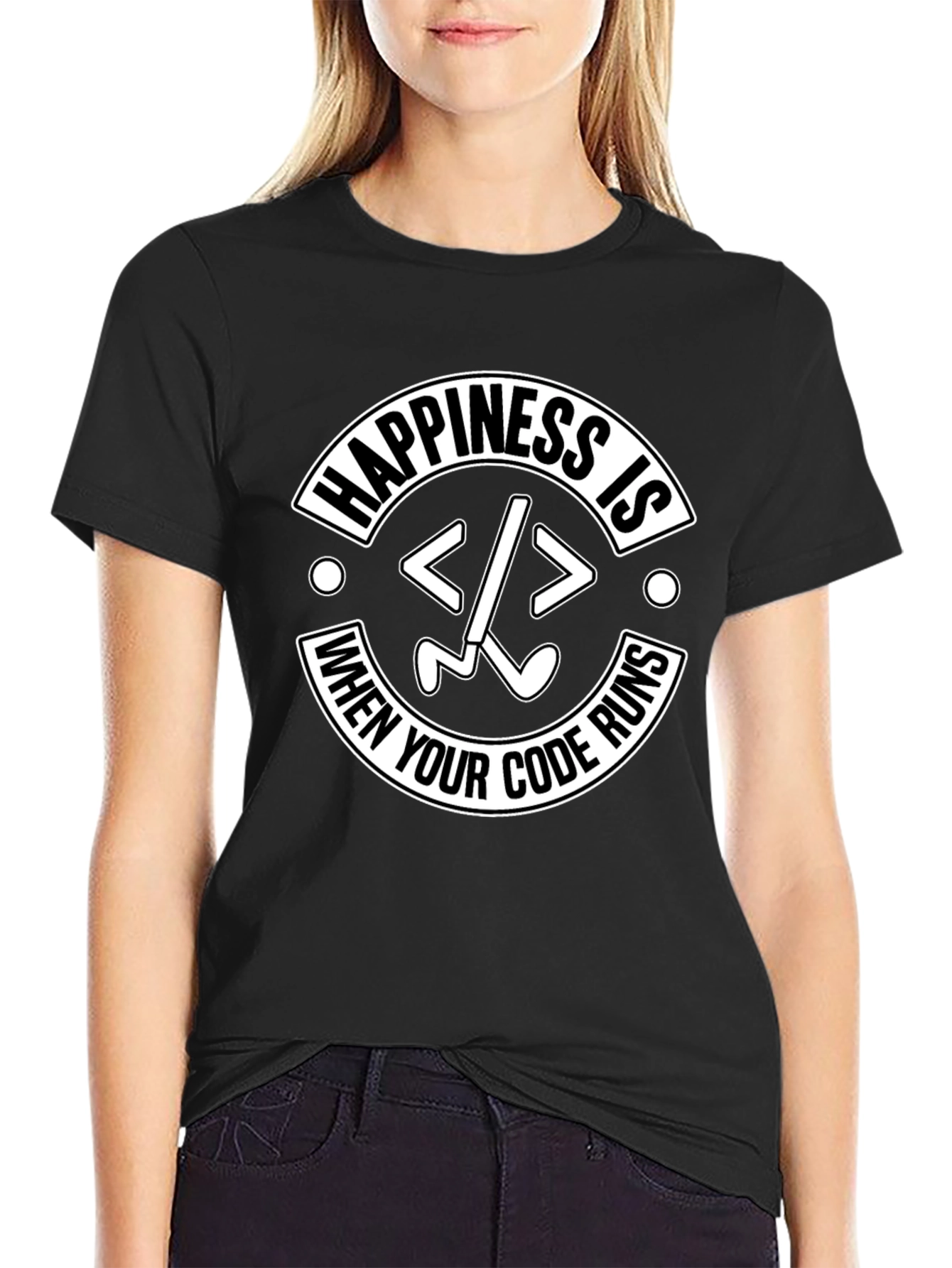 Happiness Is When Your Code Runs Programmer T-Shirt
