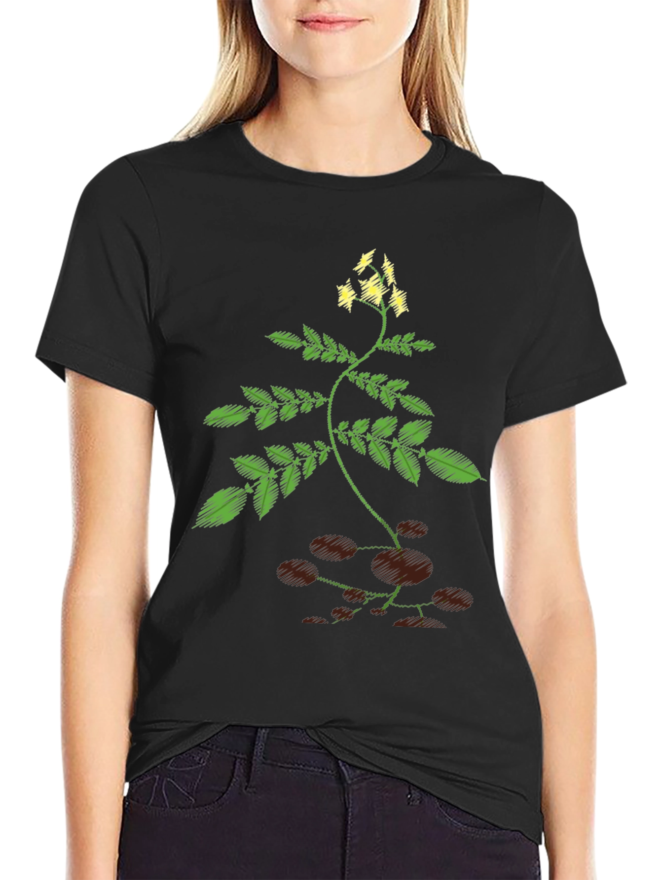 Nature-Inspired Black T-Shirt