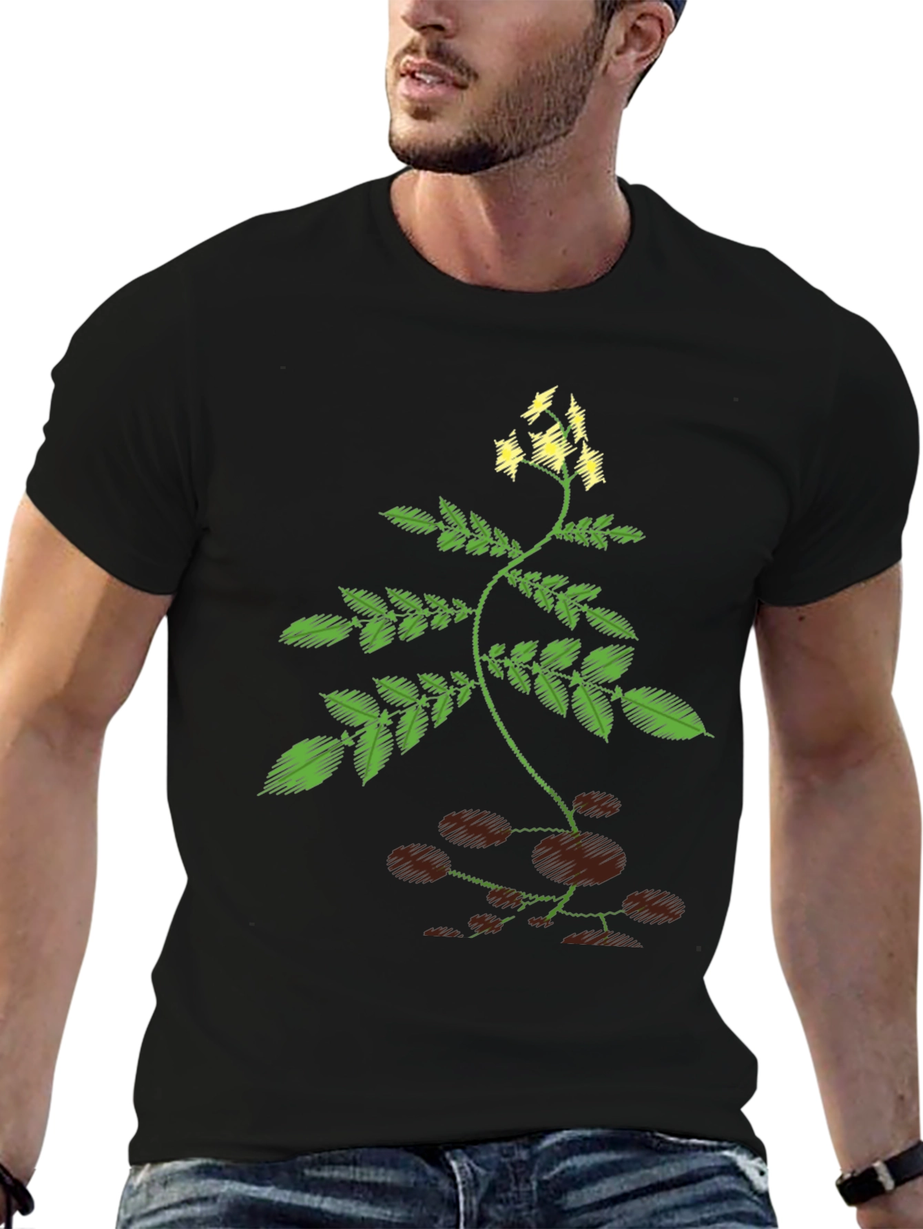 Nature-Inspired Black T-Shirt