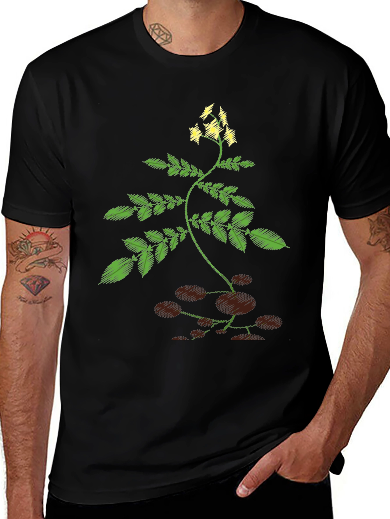 Nature-Inspired Black T-Shirt
