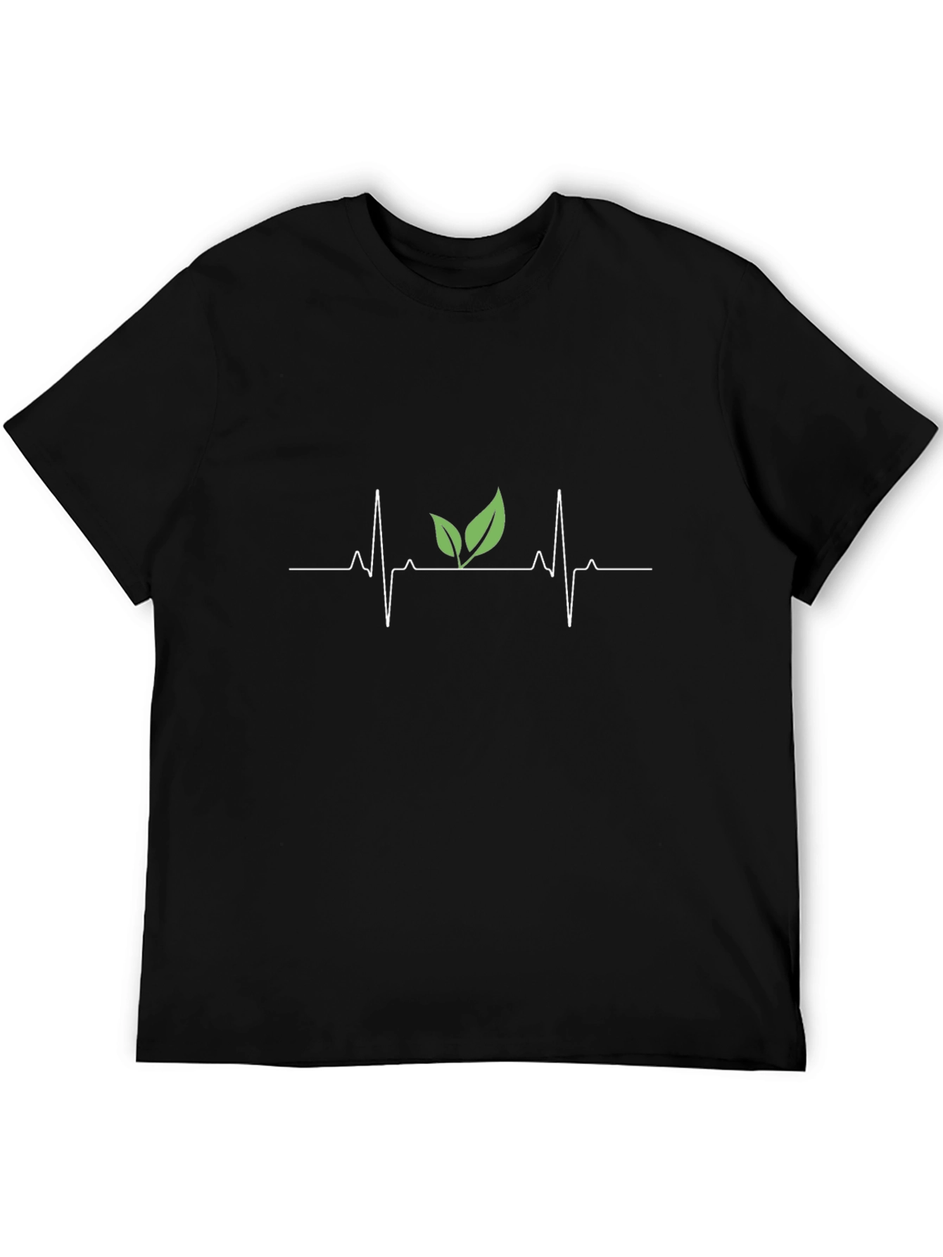 Vegan Heartbeat T-Shirt - Black Crew Neck