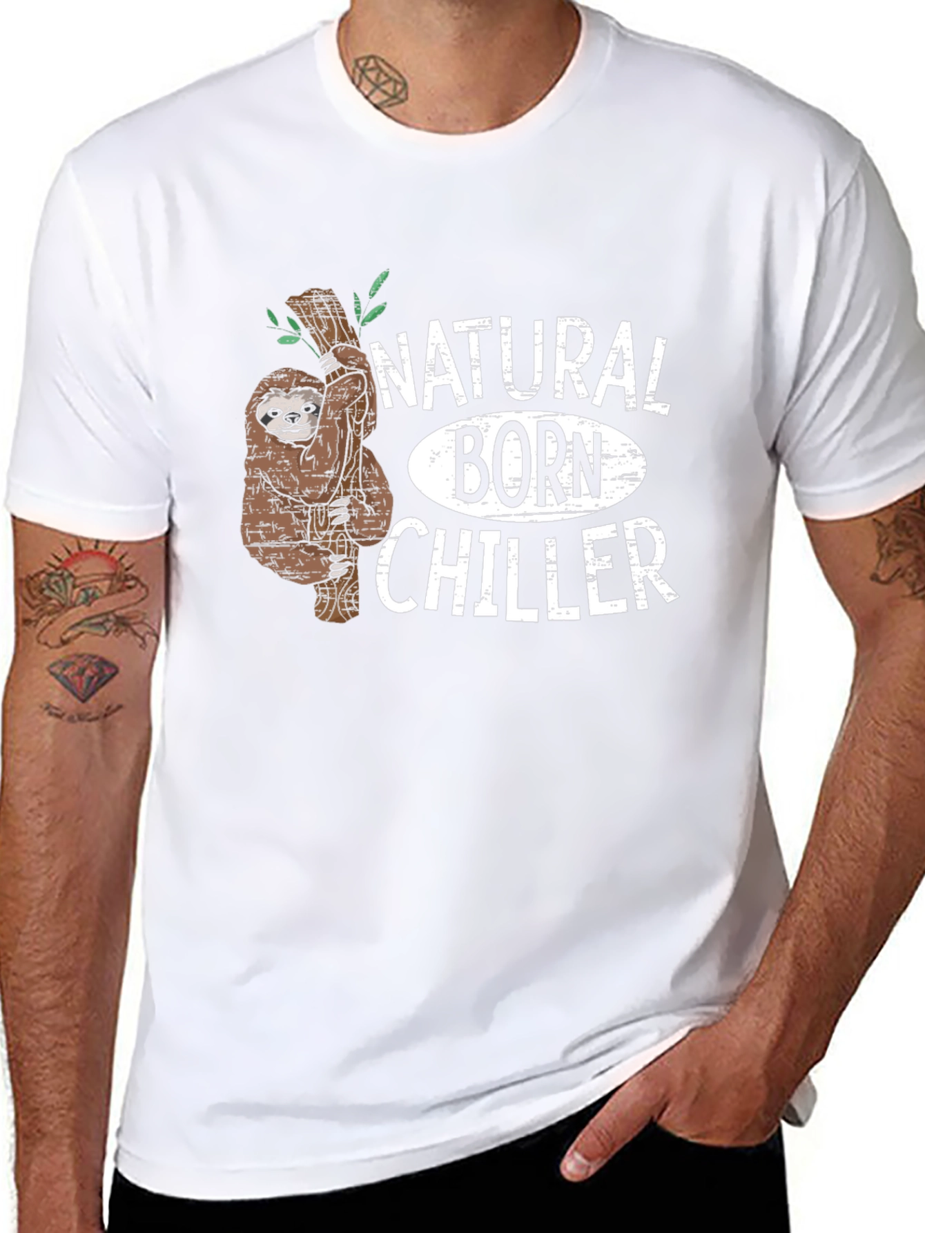 Natural Born Chiller Sloth Graphic T-Shirt