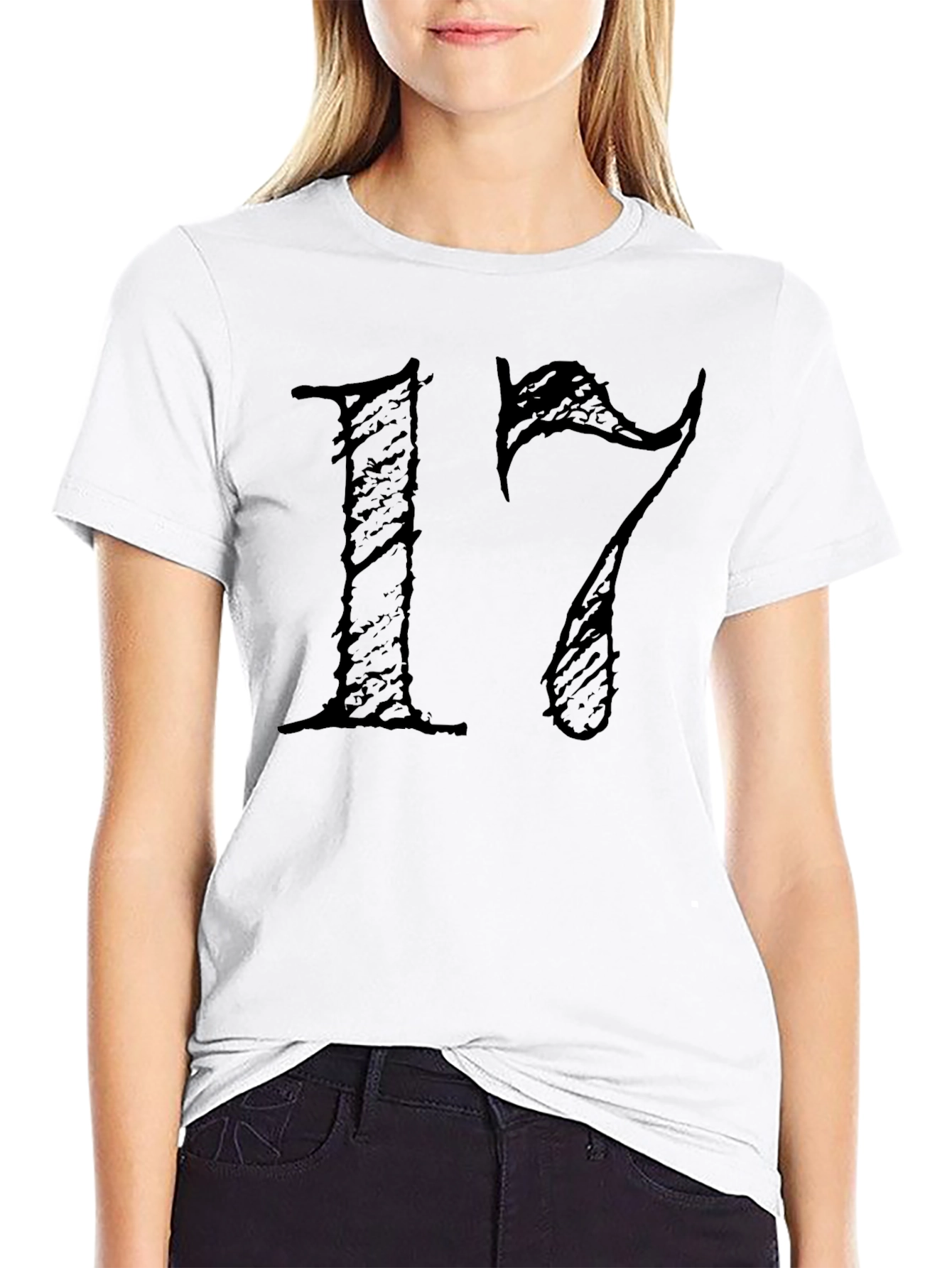 Mens Black 17 Graphic T-Shirt