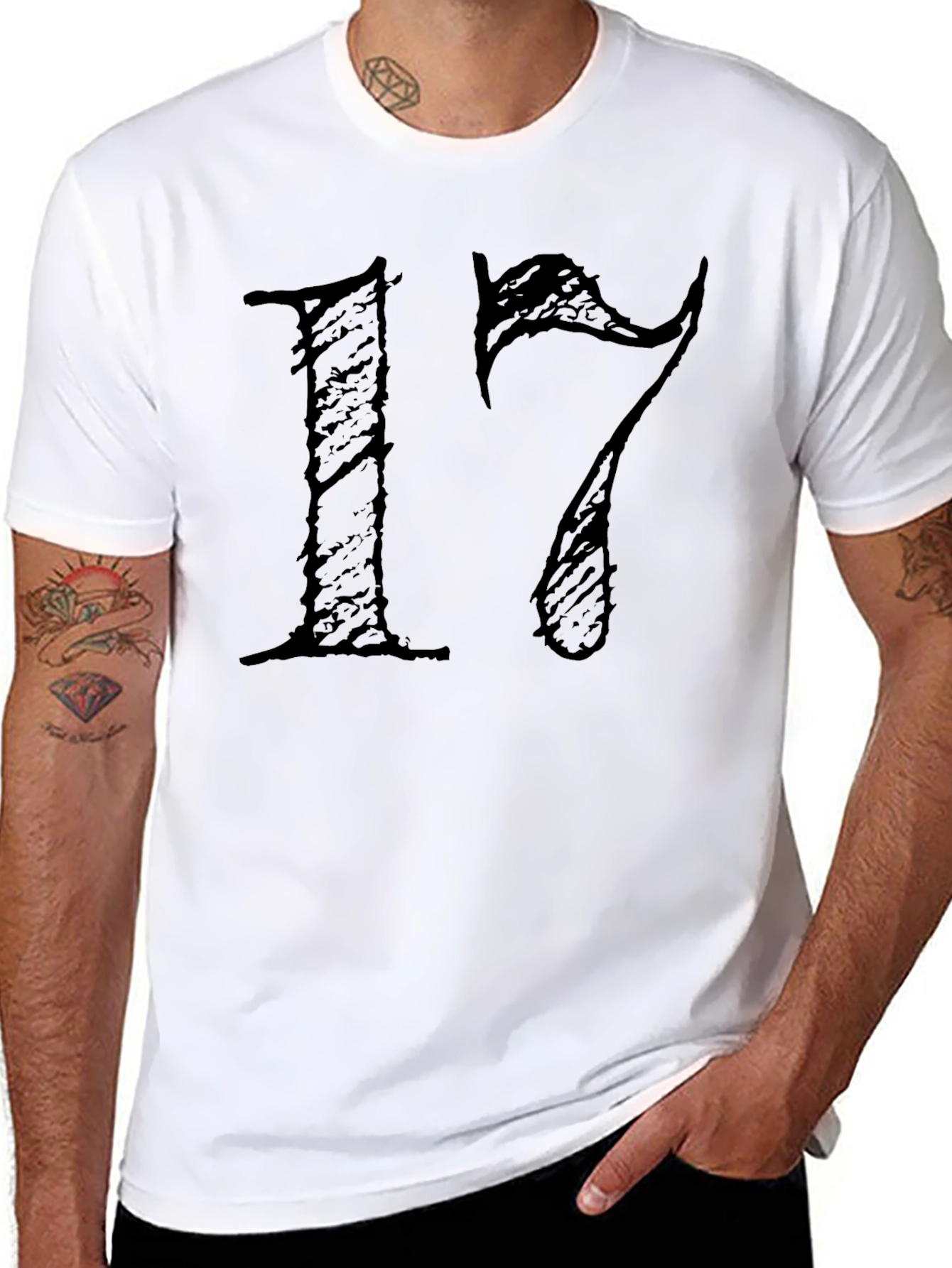 Mens Black 17 Graphic T-Shirt