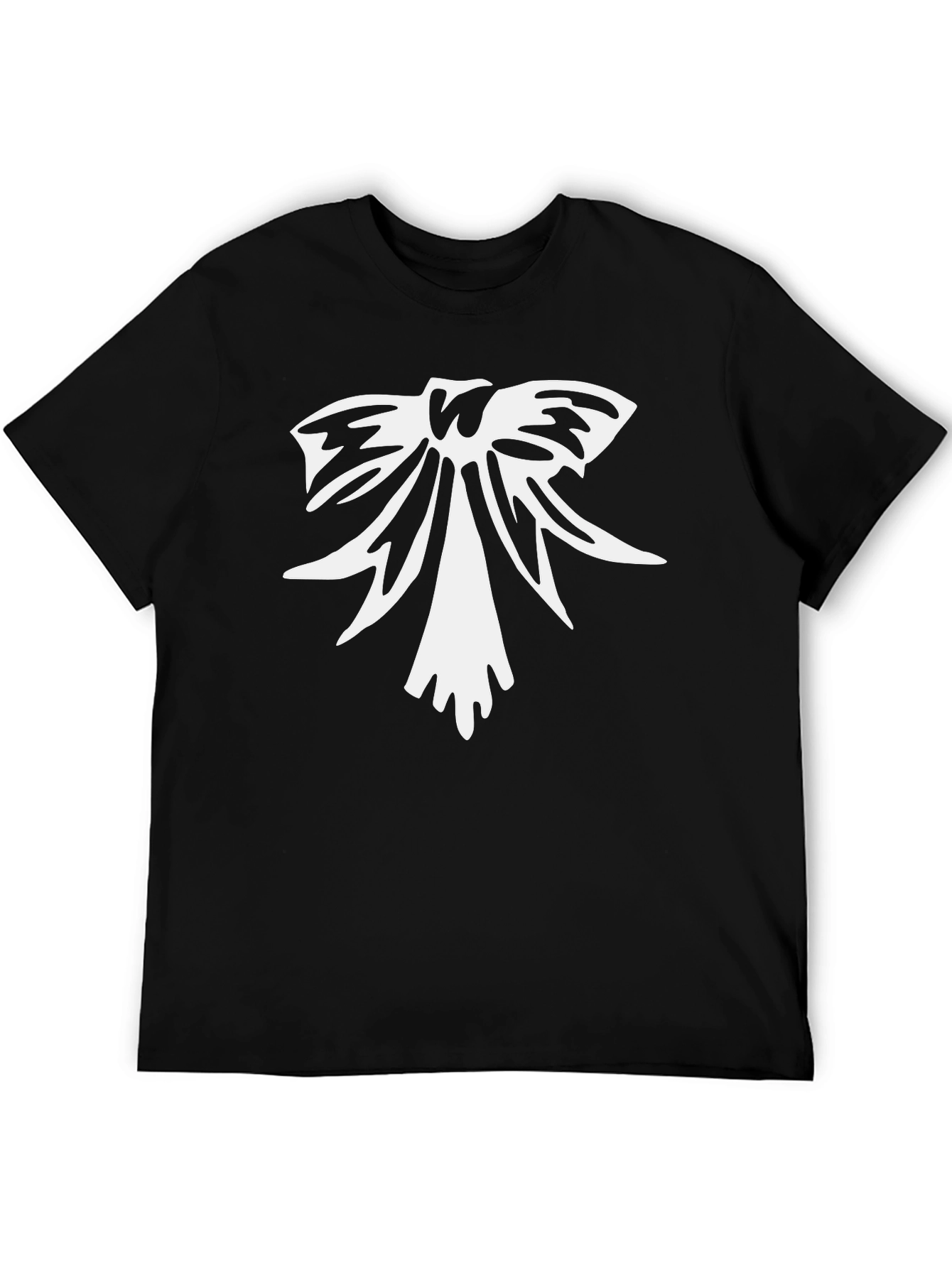 Black T-Shirt with White Ribbon Graphic
