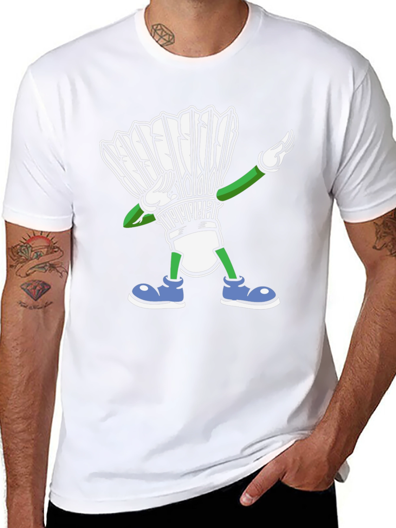 Dabbing Shuttlecock T-Shirt Badminton