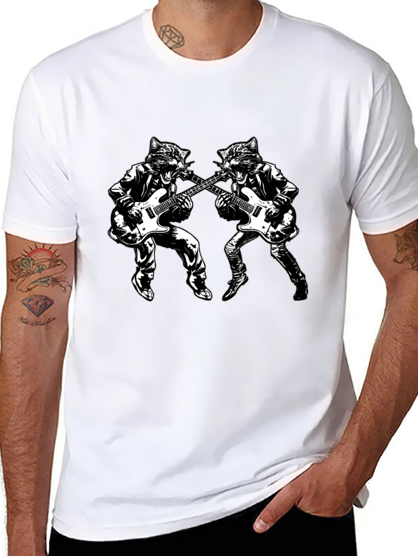 Rockin Cat Band T-Shirt - Unisex Style