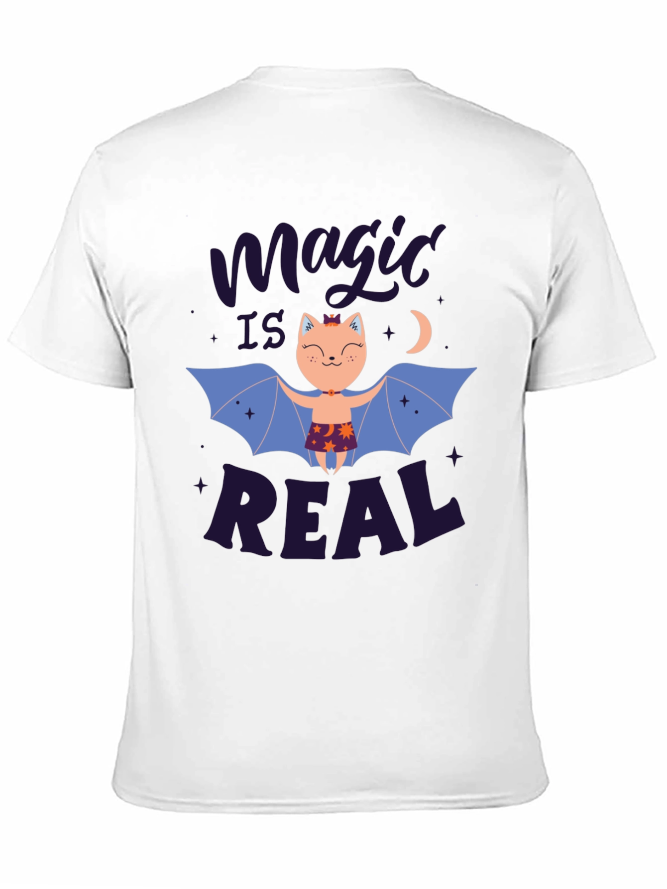 Magic is Real Bat Cat Black T-Shirt
