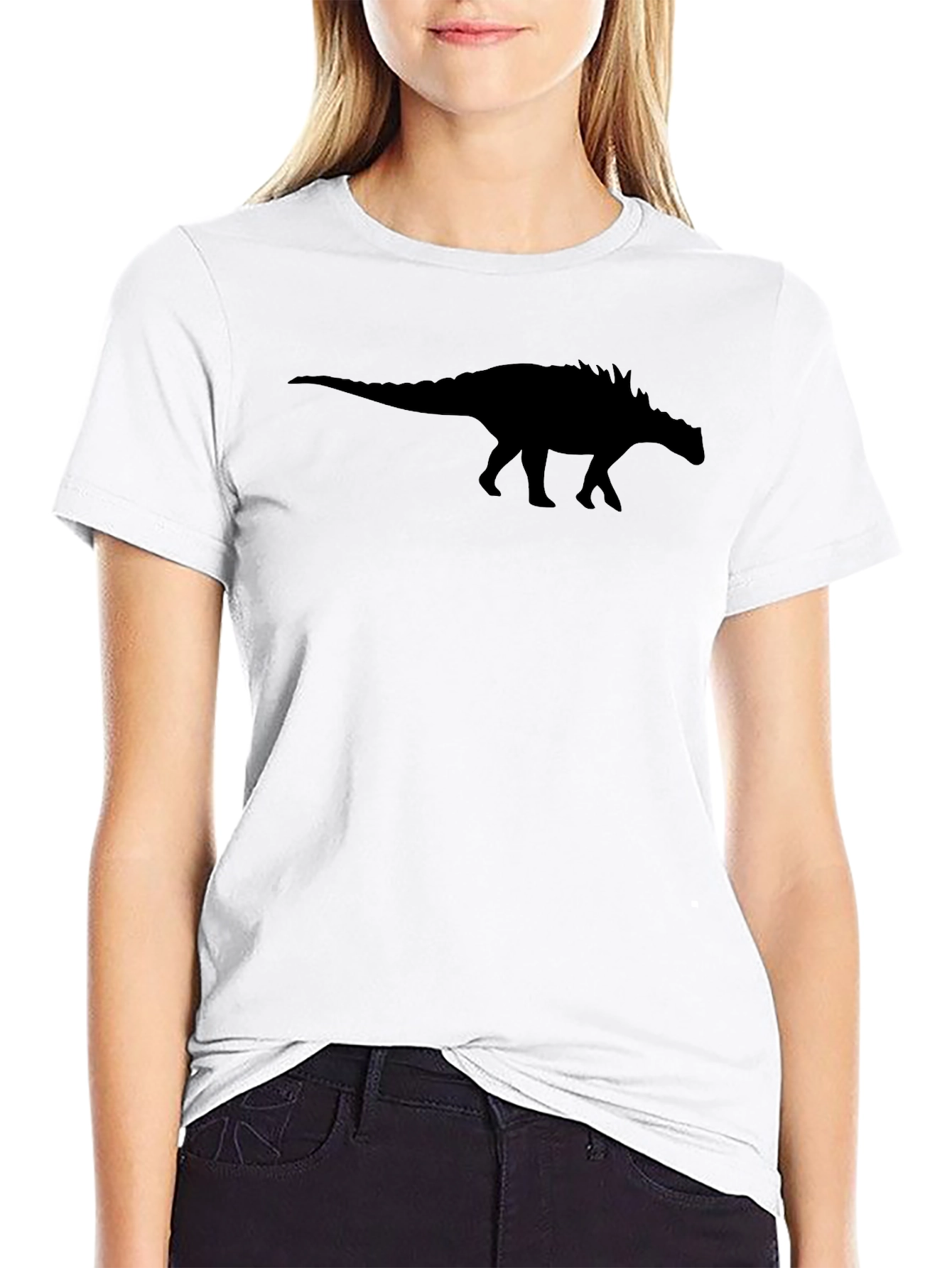 Black Ankylosaurus Dinosaur Silhouette T-Shirt
