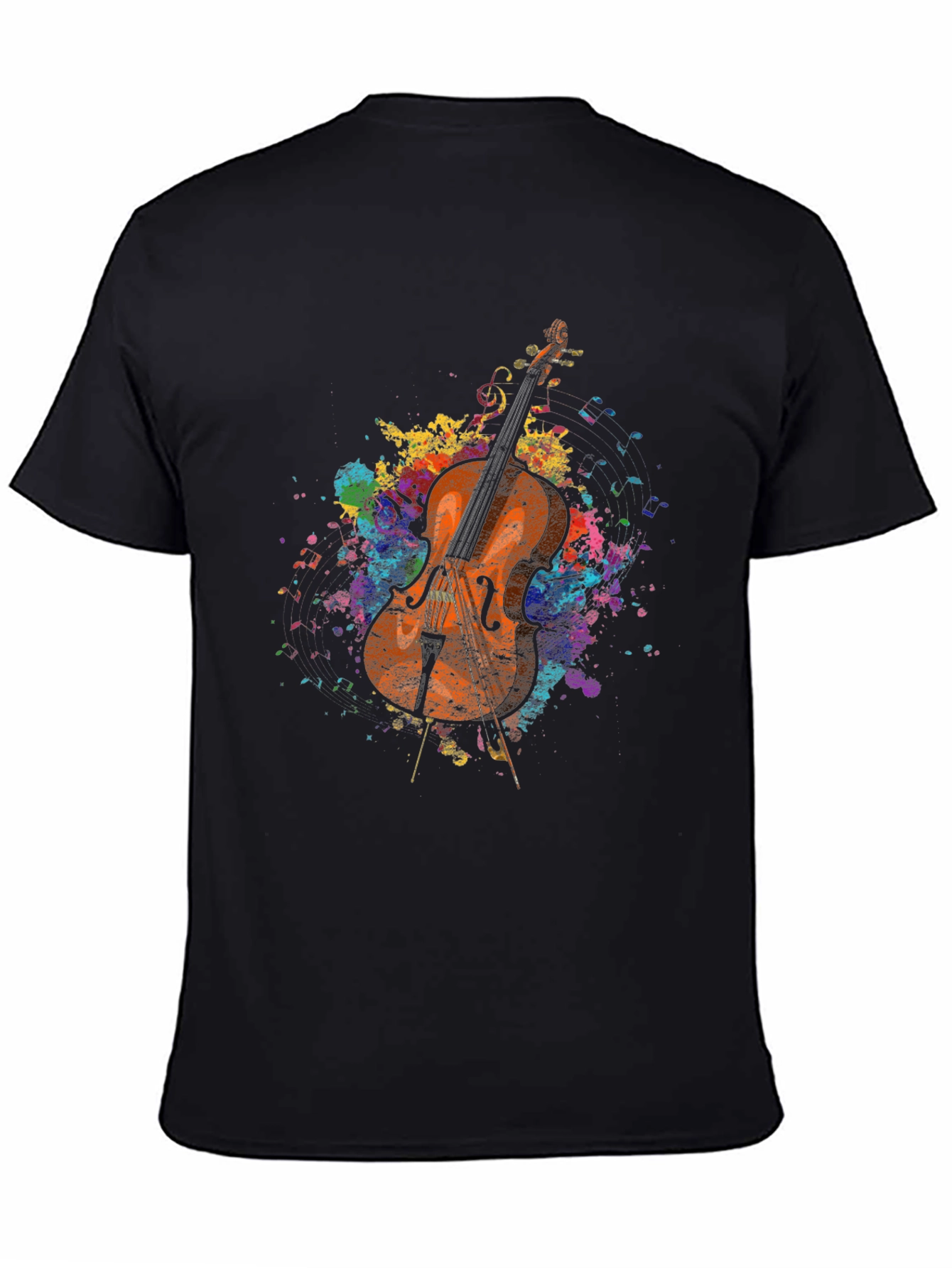 Musical Cello Paint Splatter Graphic Tee
