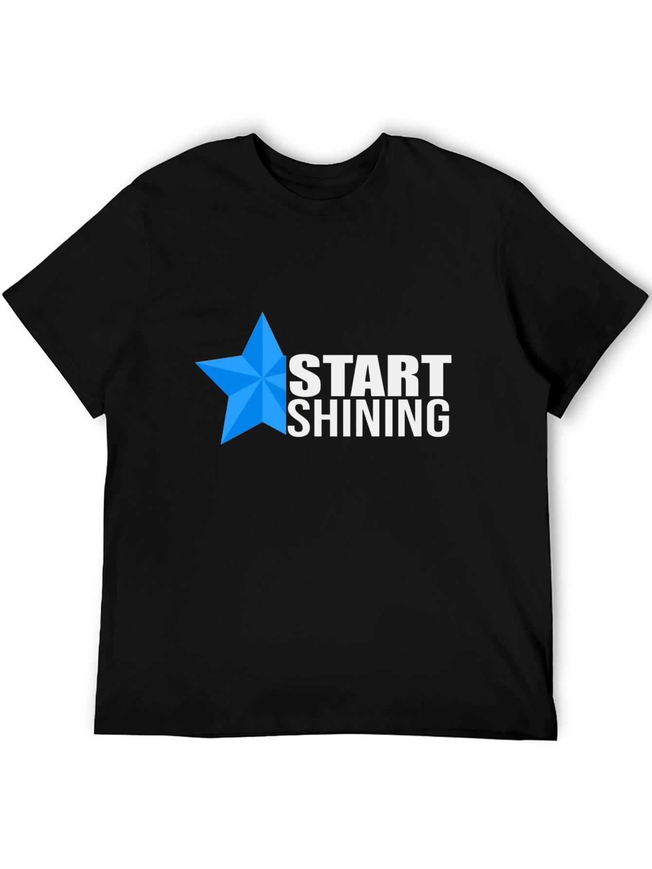Start Shining Black T-Shirt with Blue Star Design