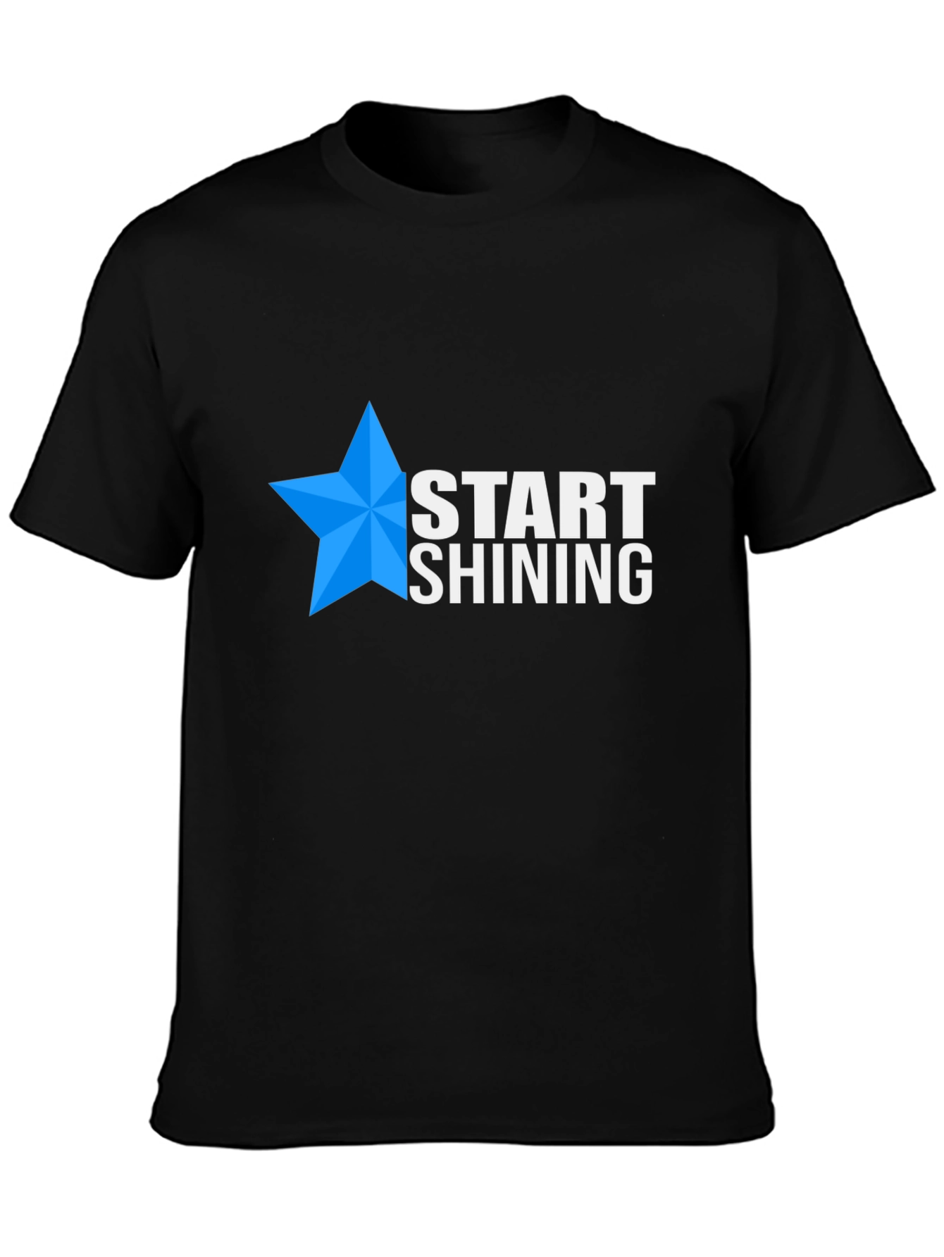 Start Shining Black T-Shirt with Blue Star Design