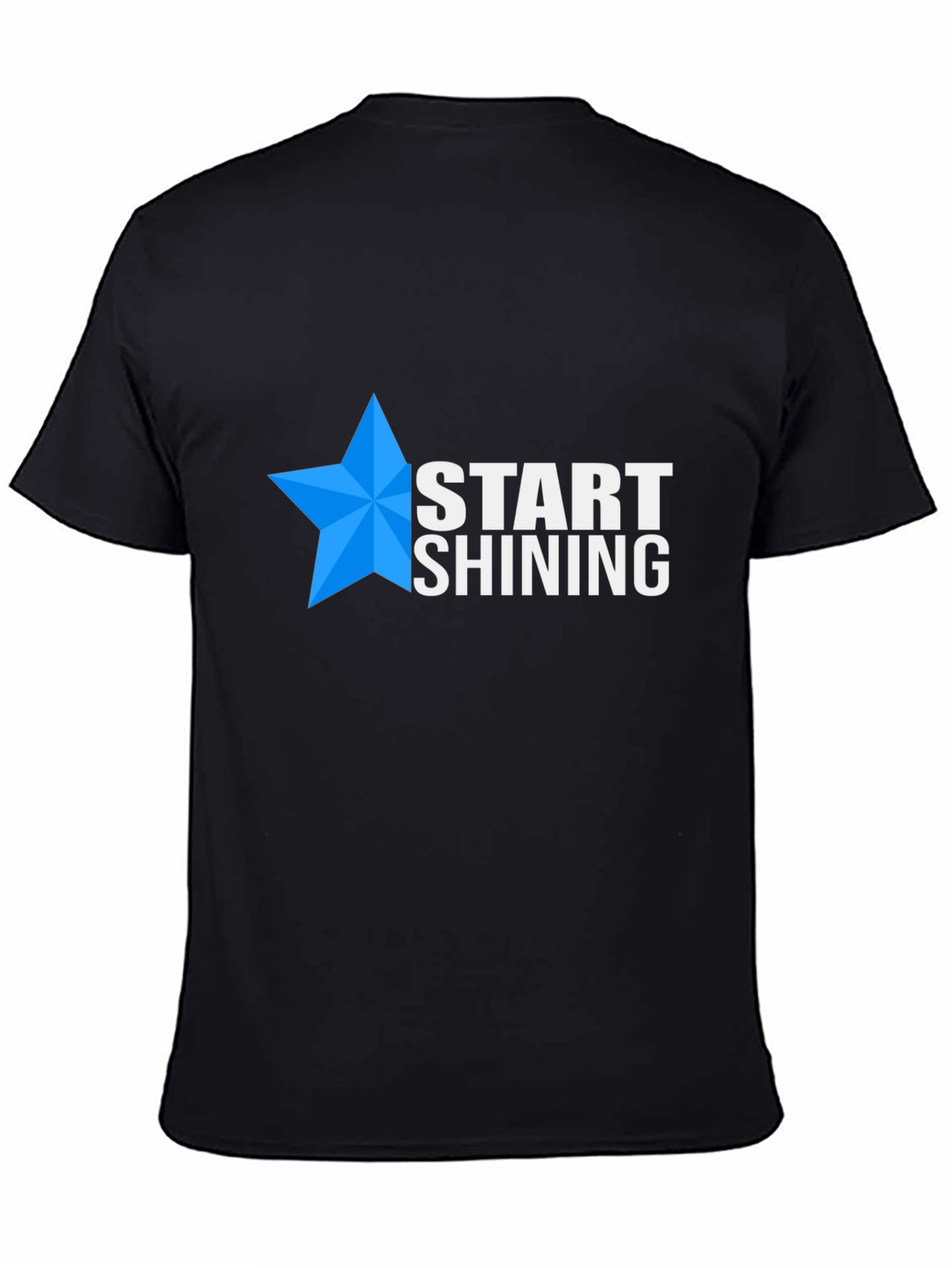 Start Shining Black T-Shirt with Blue Star Design