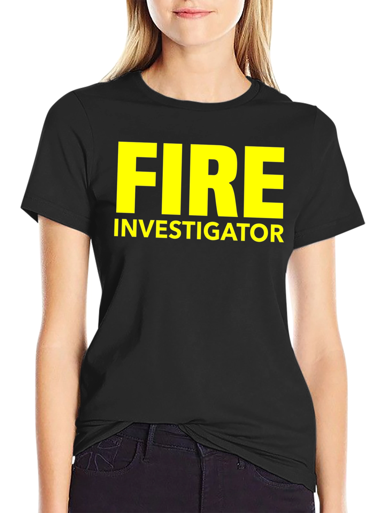 Fire Investigator T-Shirt - Bold Yellow Text