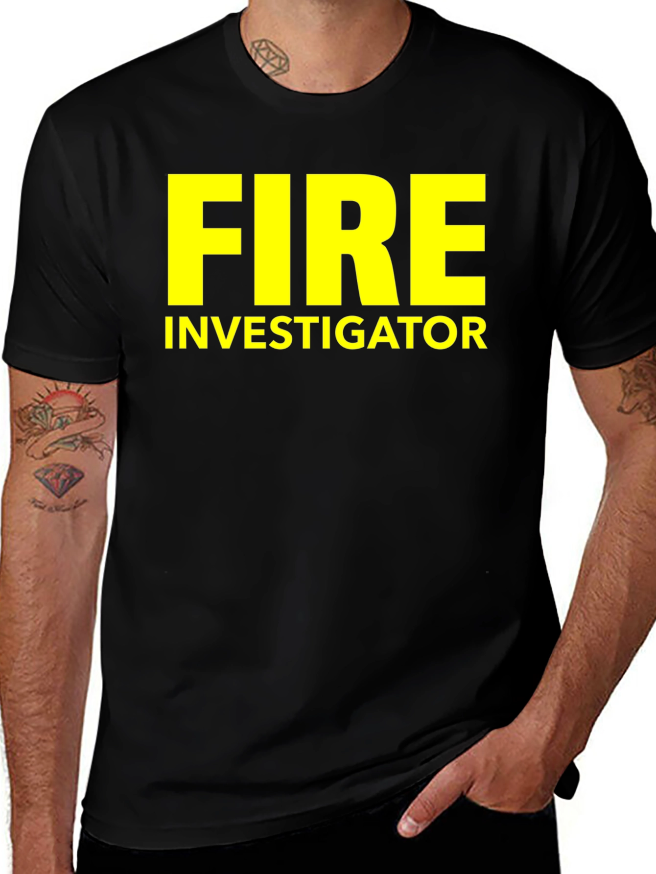 Fire Investigator T-Shirt - Bold Yellow Text