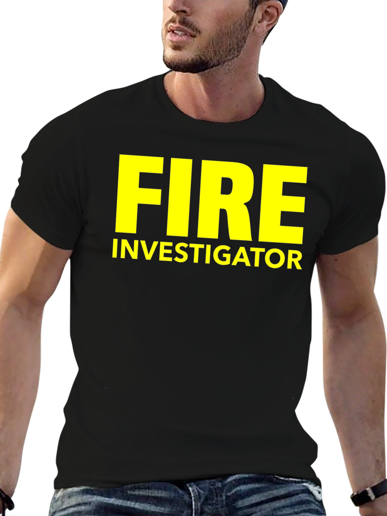 Fire Investigator T-Shirt - Bold Yellow Text