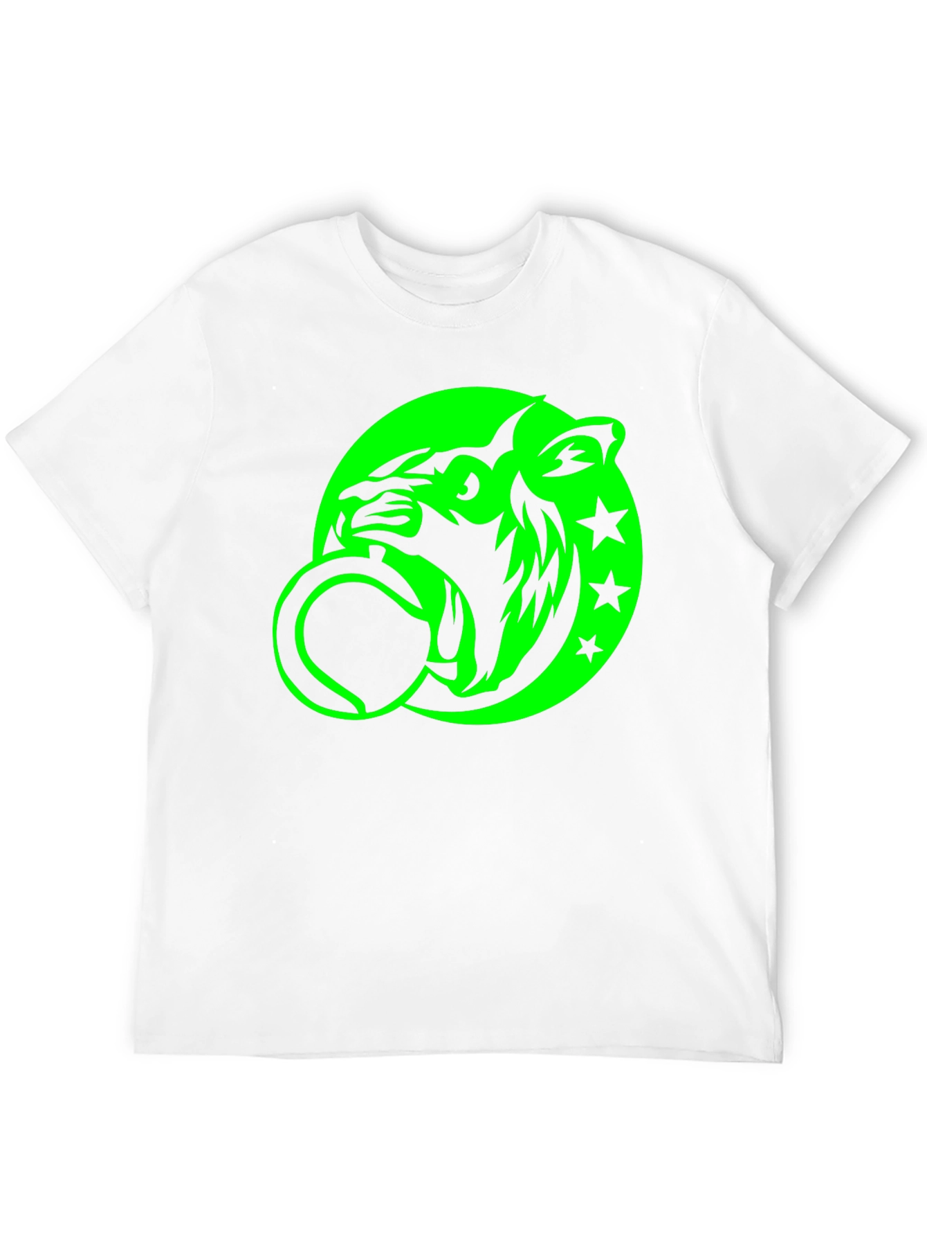 Black Tee with Neon Green Tiger Graphic