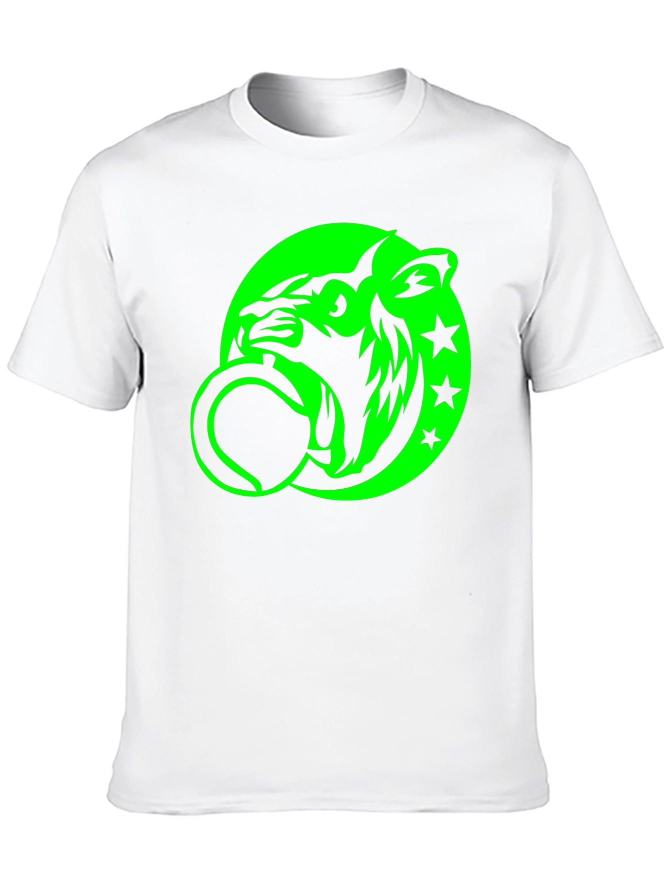 Black Tee with Neon Green Tiger Graphic