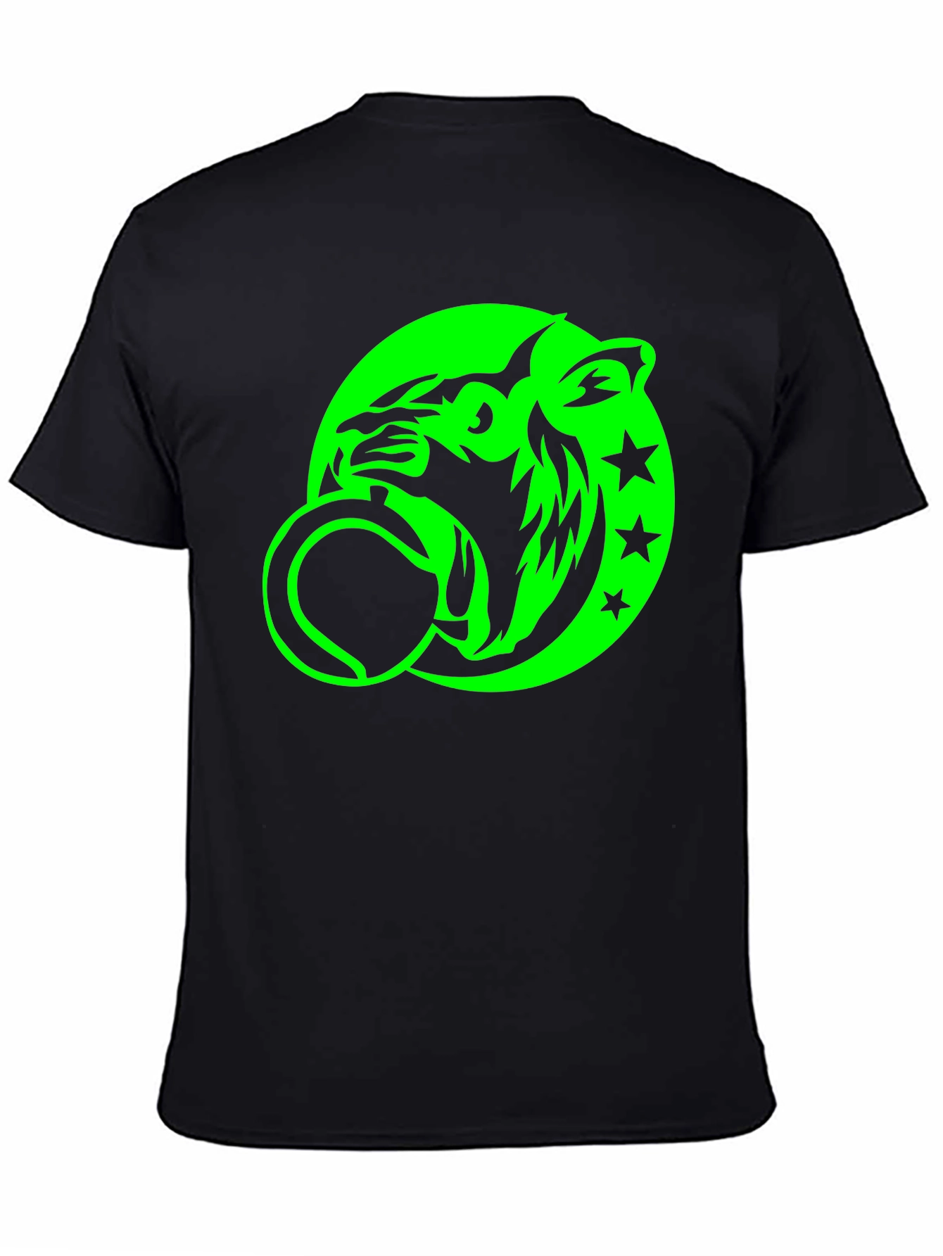 Black Tee with Neon Green Tiger Graphic