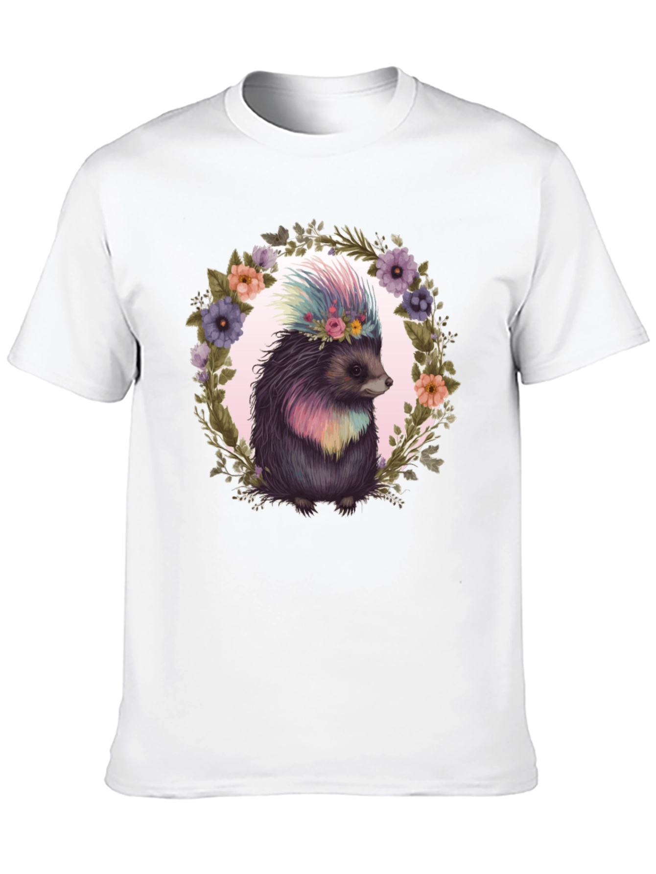 Floral Hedgehog Graphic Tee - Black