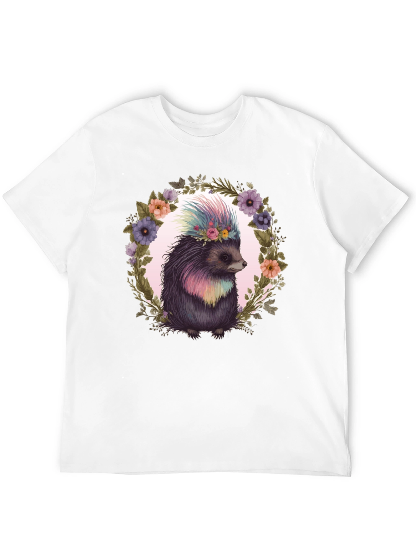 Floral Hedgehog Graphic Tee - Black