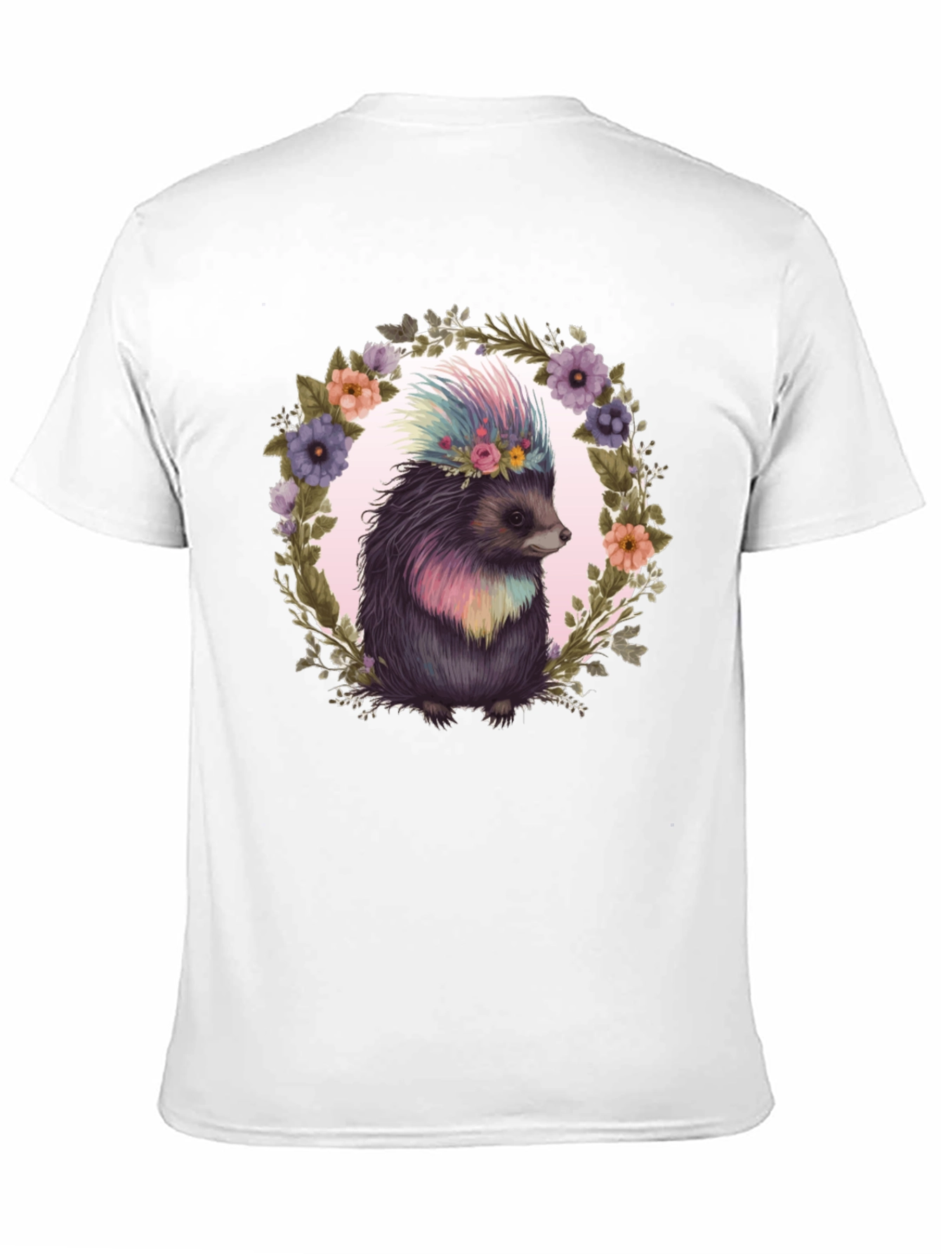 Floral Hedgehog Graphic Tee - Black