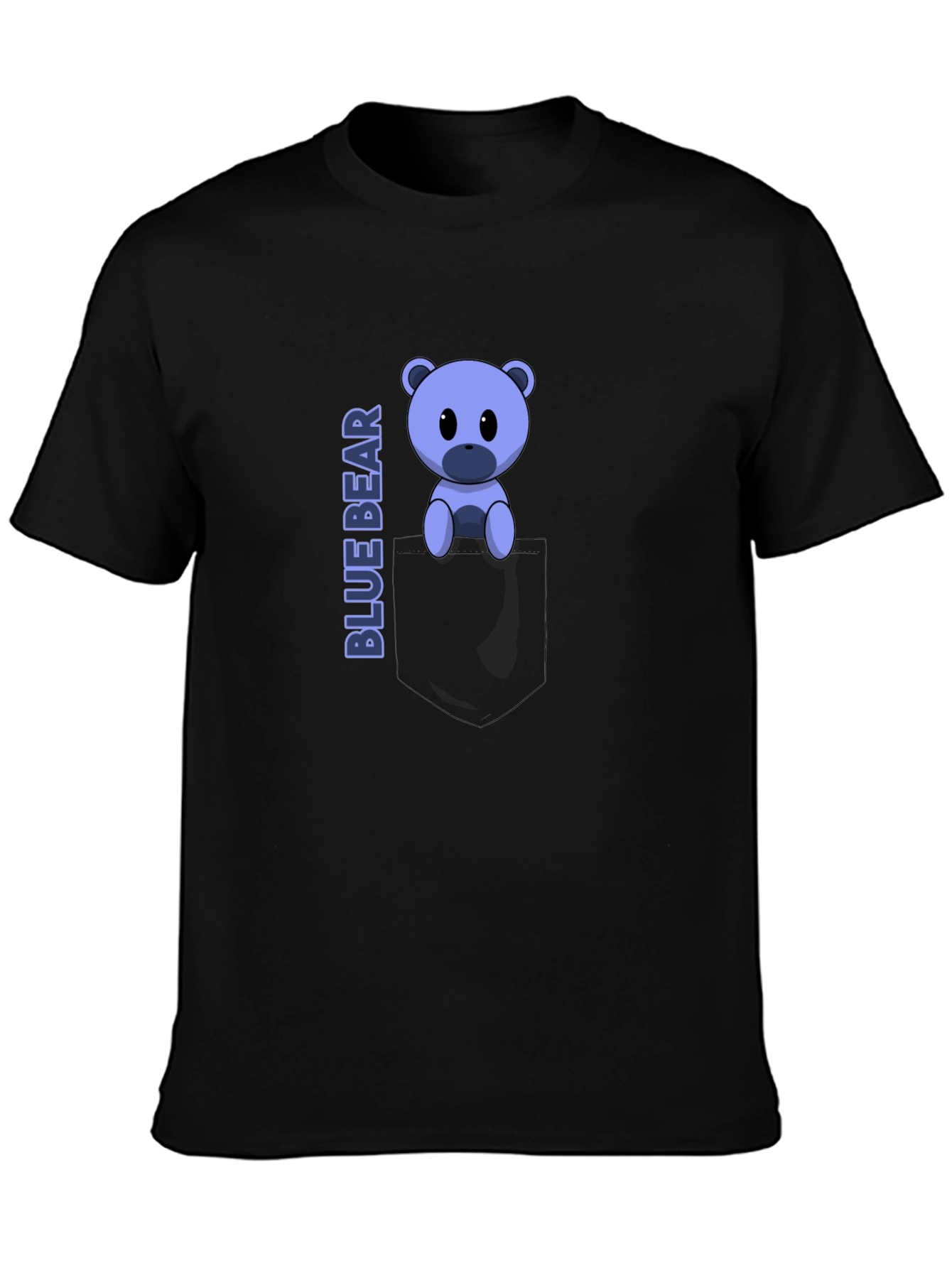 Blue Bear Pocket Tee - Cute Graphic T-Shirt