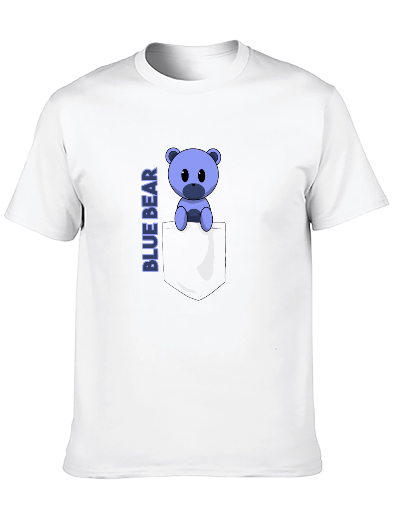 Blue Bear Pocket Tee - Cute Graphic T-Shirt