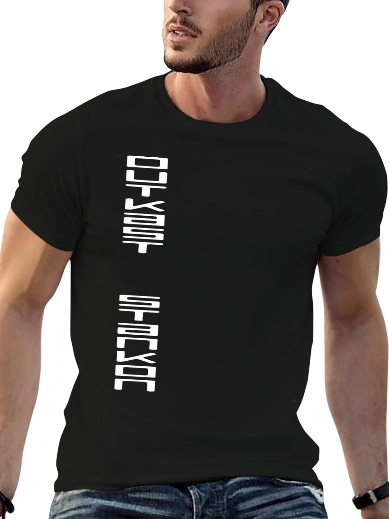 Abstract Graphic Print Black Cotton T-Shirt