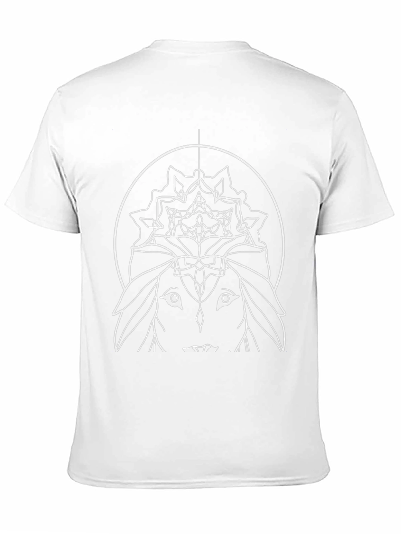 Abstract White Mandala Print Black T-Shirt