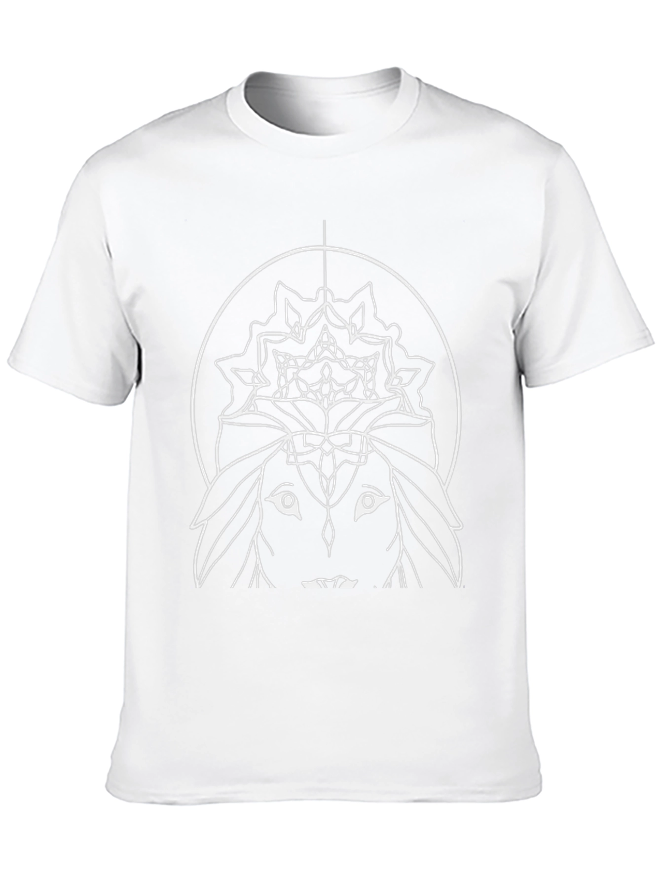 Abstract White Mandala Print Black T-Shirt