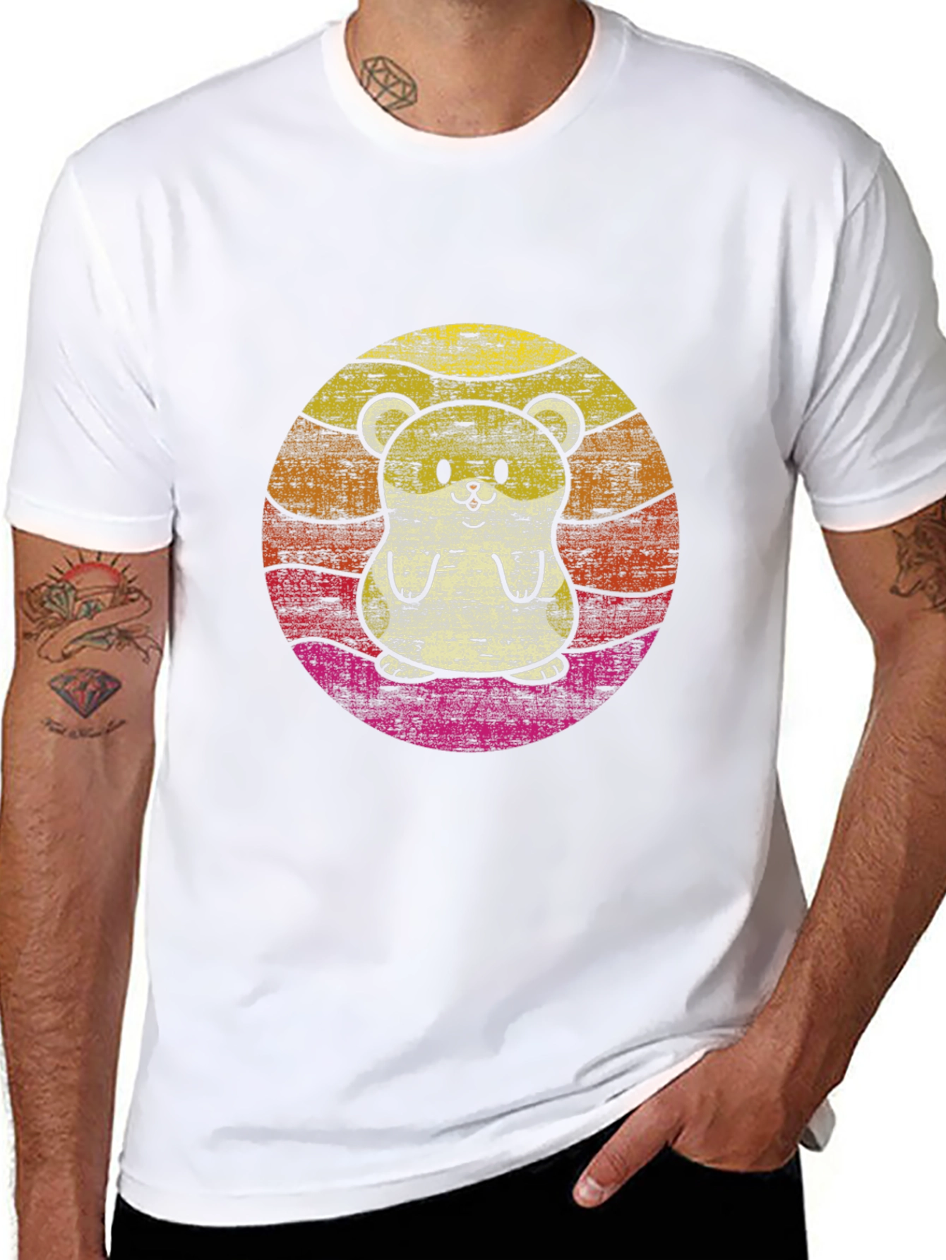 Retro Hamster Graphic Tee - Black