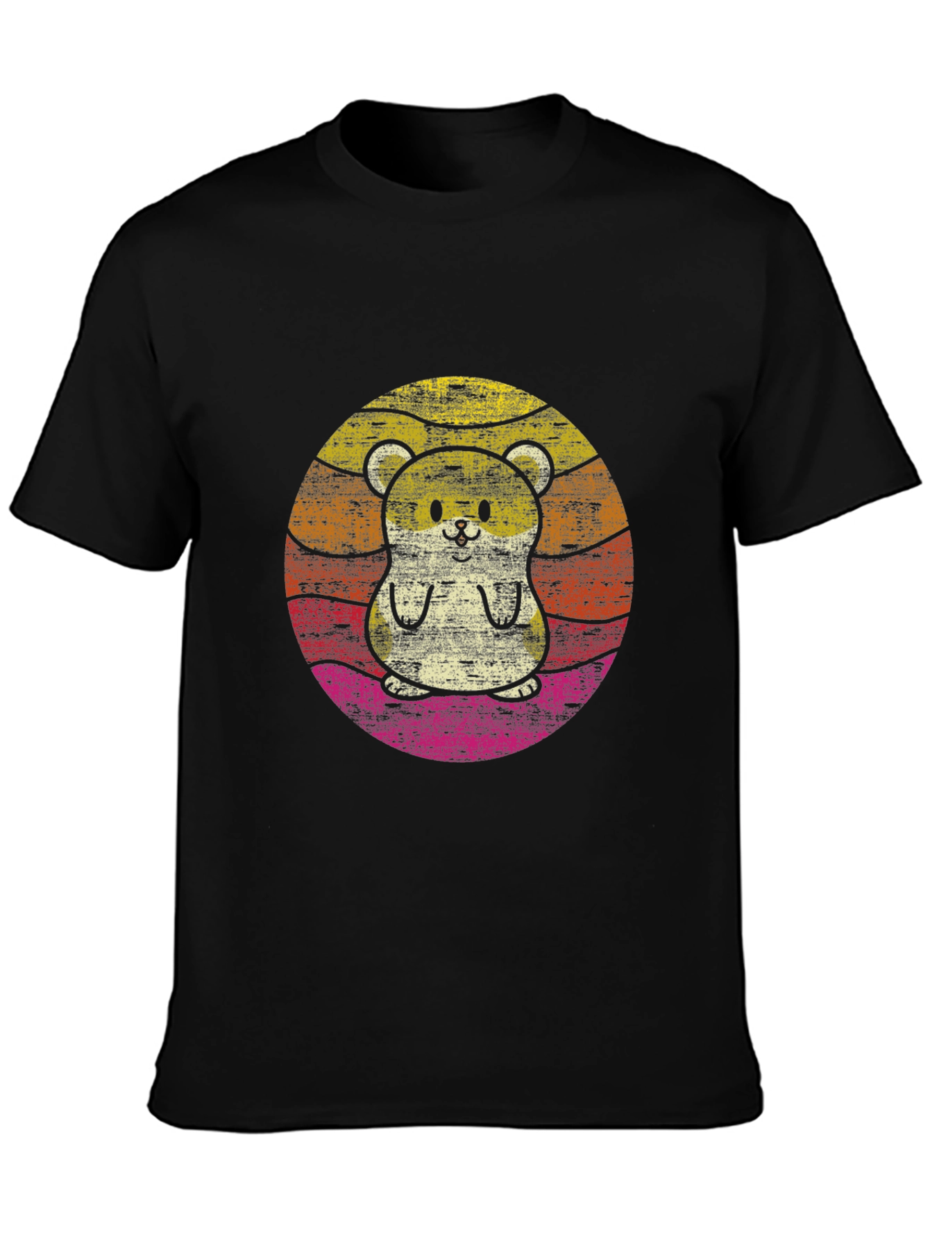Retro Hamster Graphic Tee - Black