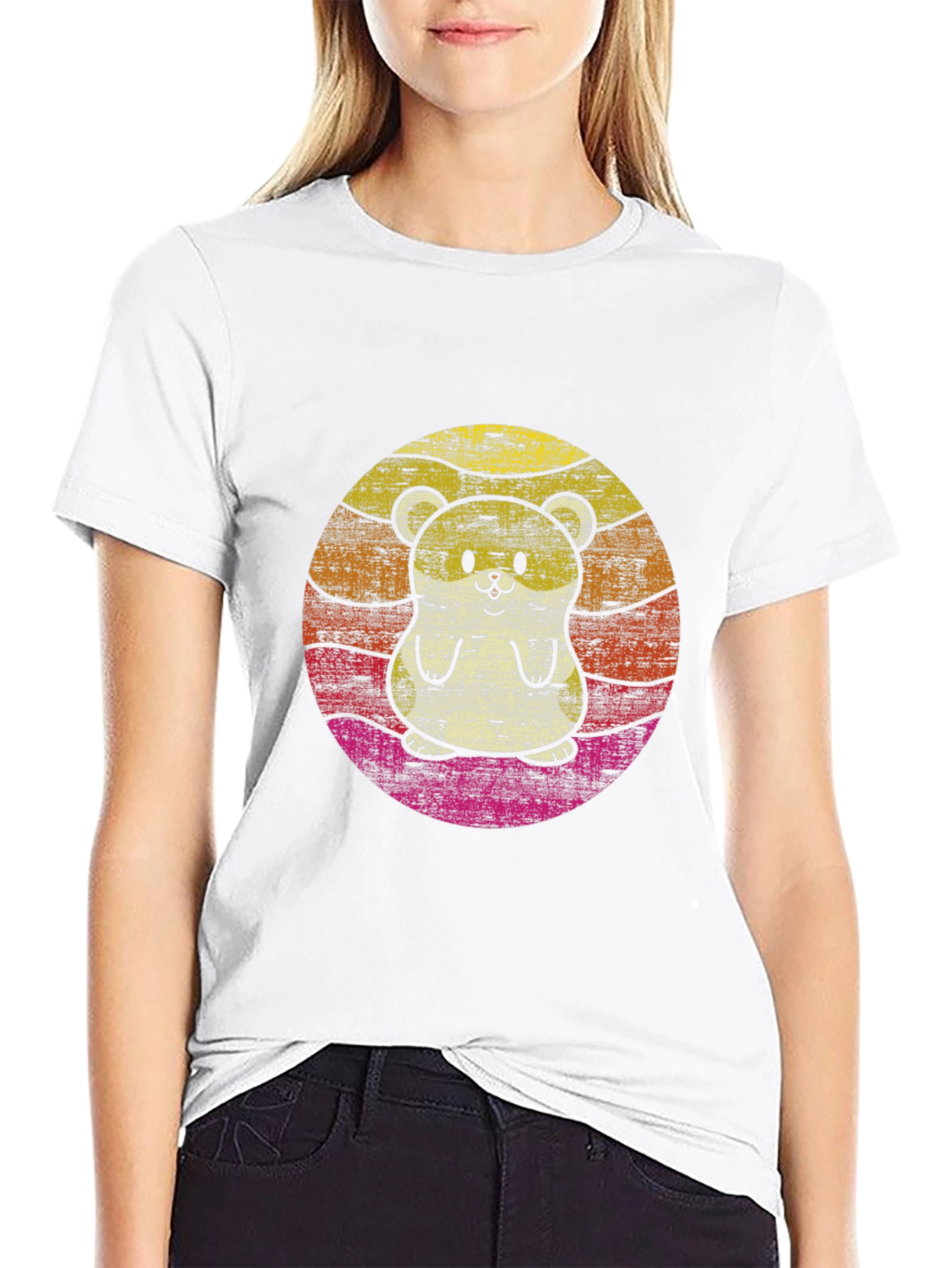 Retro Hamster Graphic Tee - Black