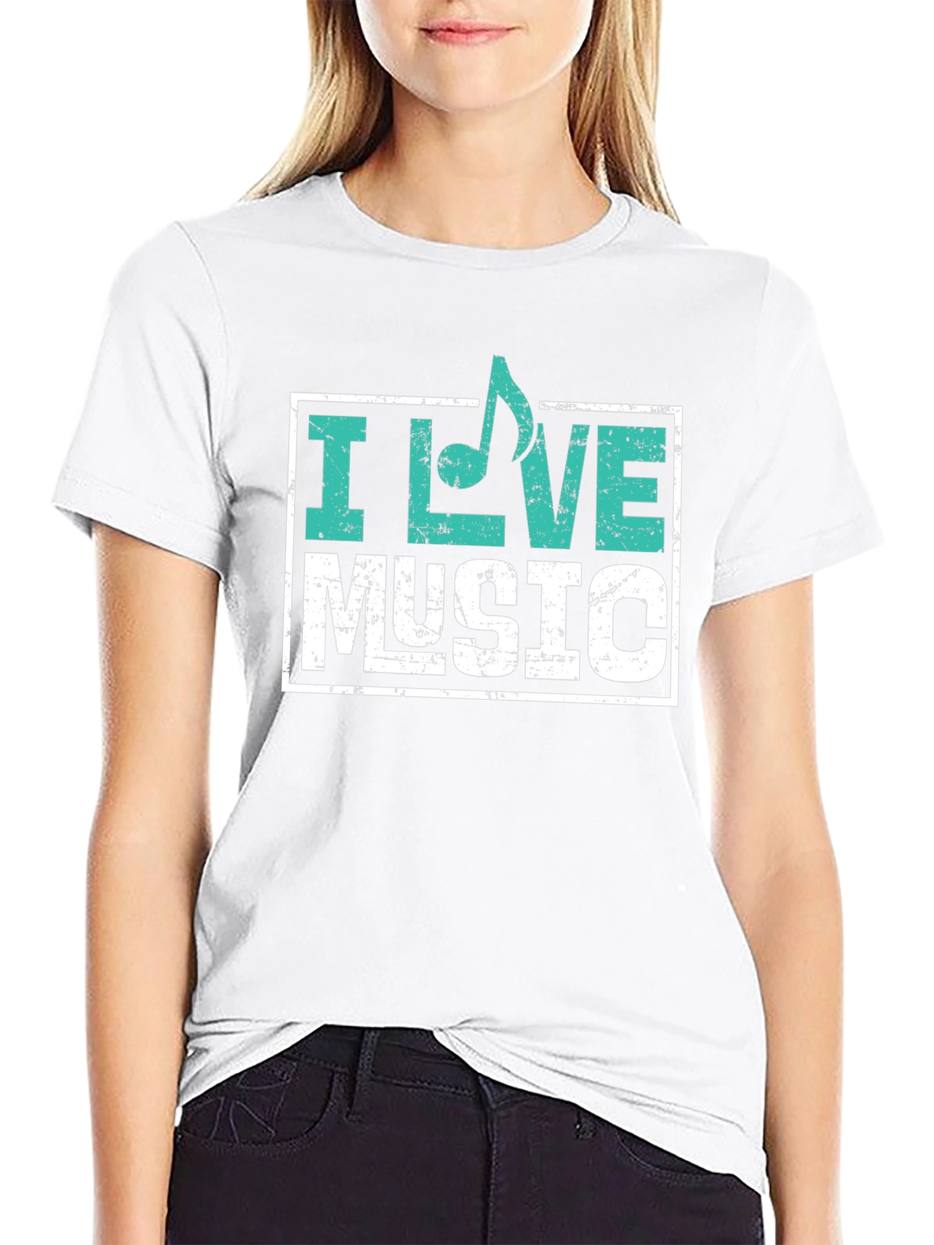 I Love Music Graphic T-Shirt - Black