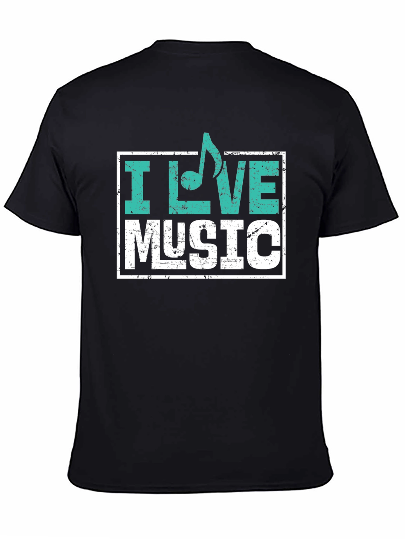 I Love Music Graphic T-Shirt - Black