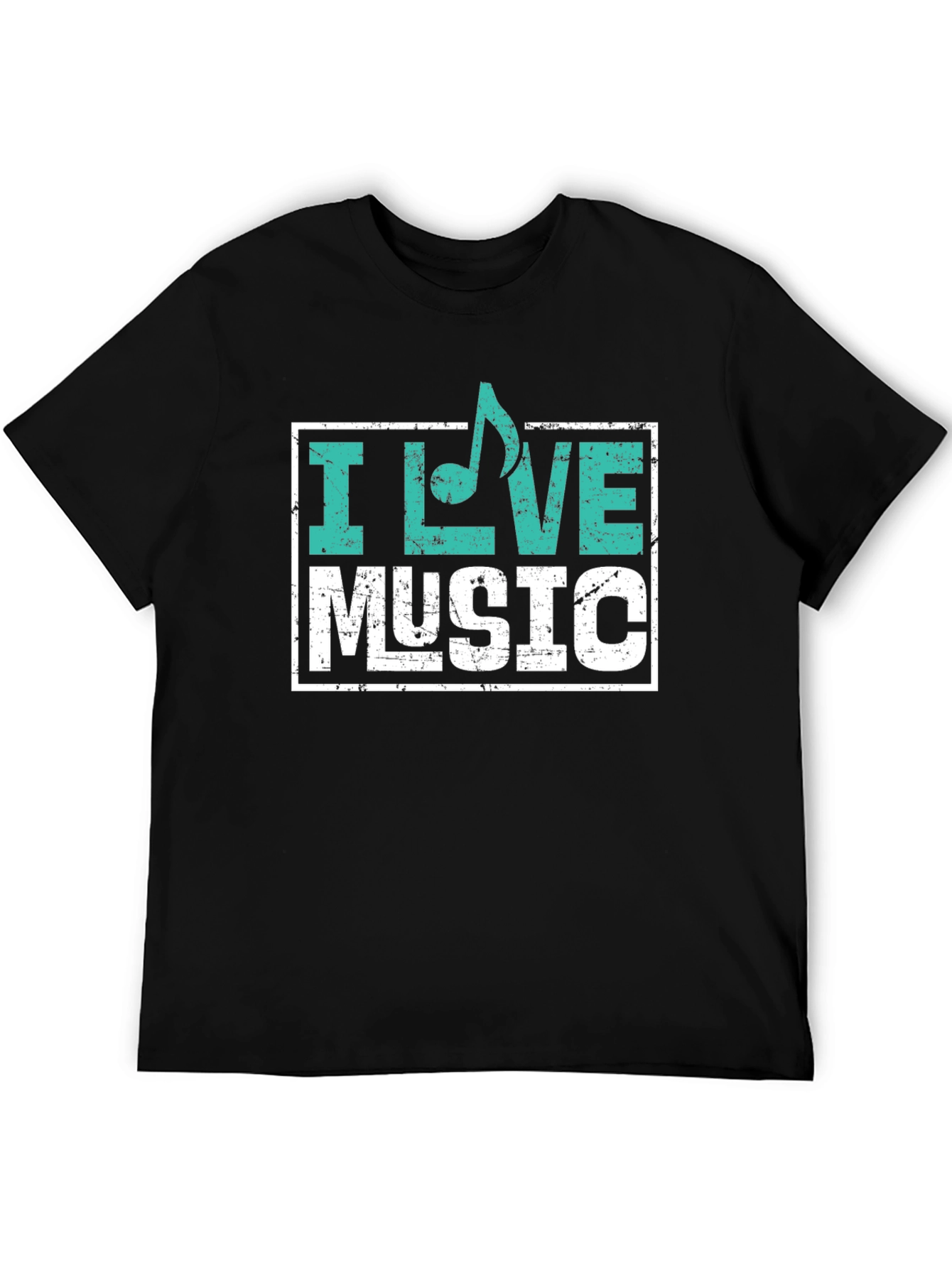 I Love Music Graphic T-Shirt - Black