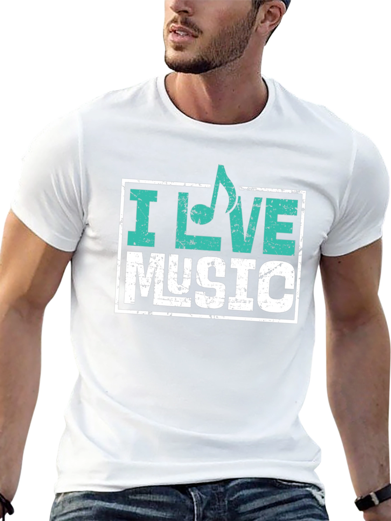 I Love Music Graphic T-Shirt - Black