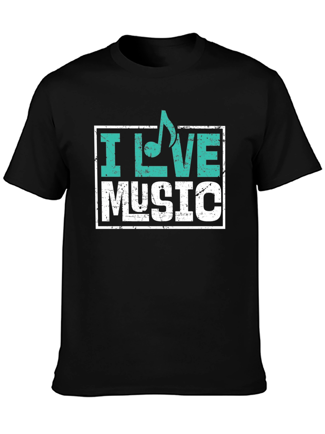 I Love Music Graphic T-Shirt - Black