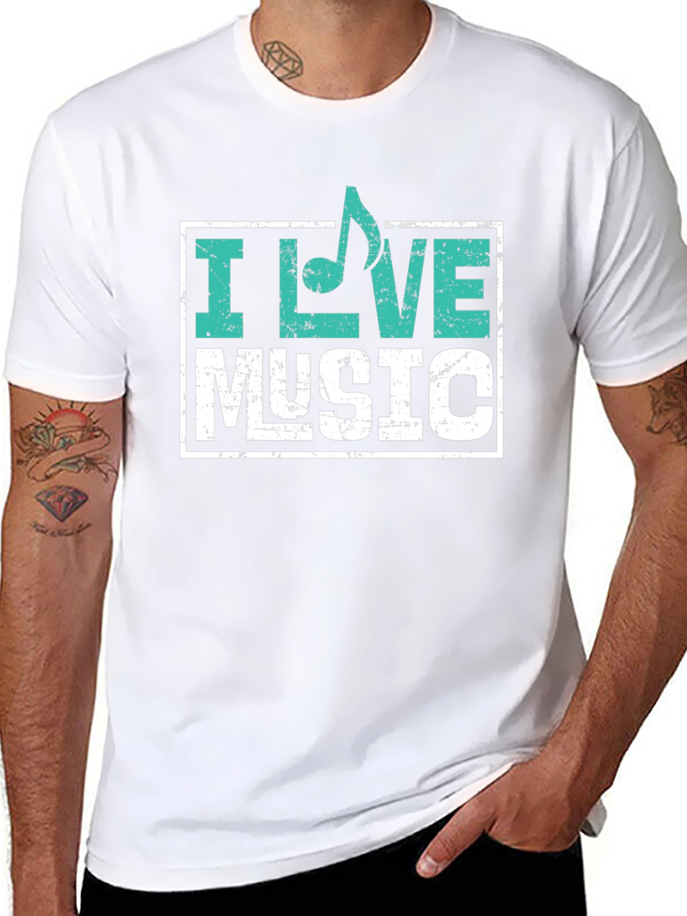 I Love Music Graphic T-Shirt - Black