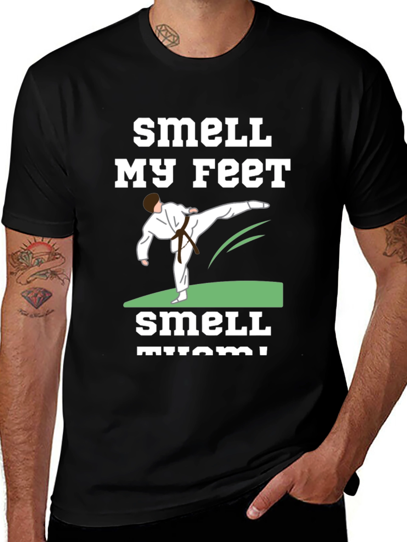 Smell My Feet Karate Black T-Shirt