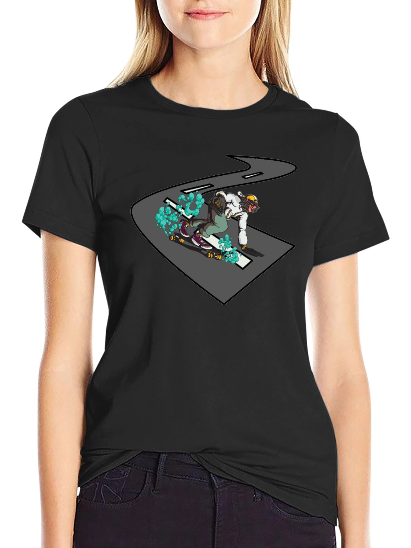 Skateboarder Graphic Black T-Shirt