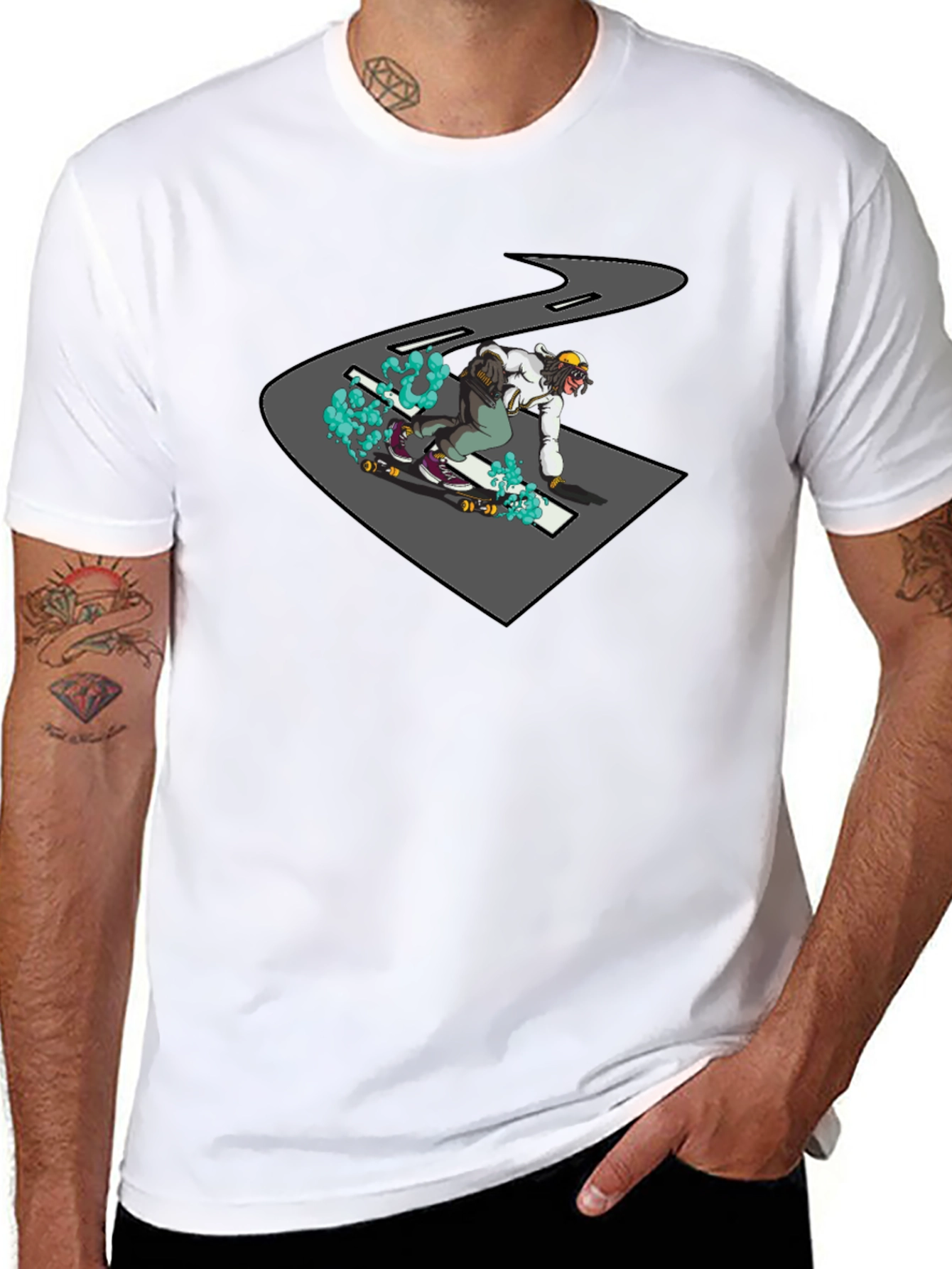 Skateboarder Graphic Black T-Shirt