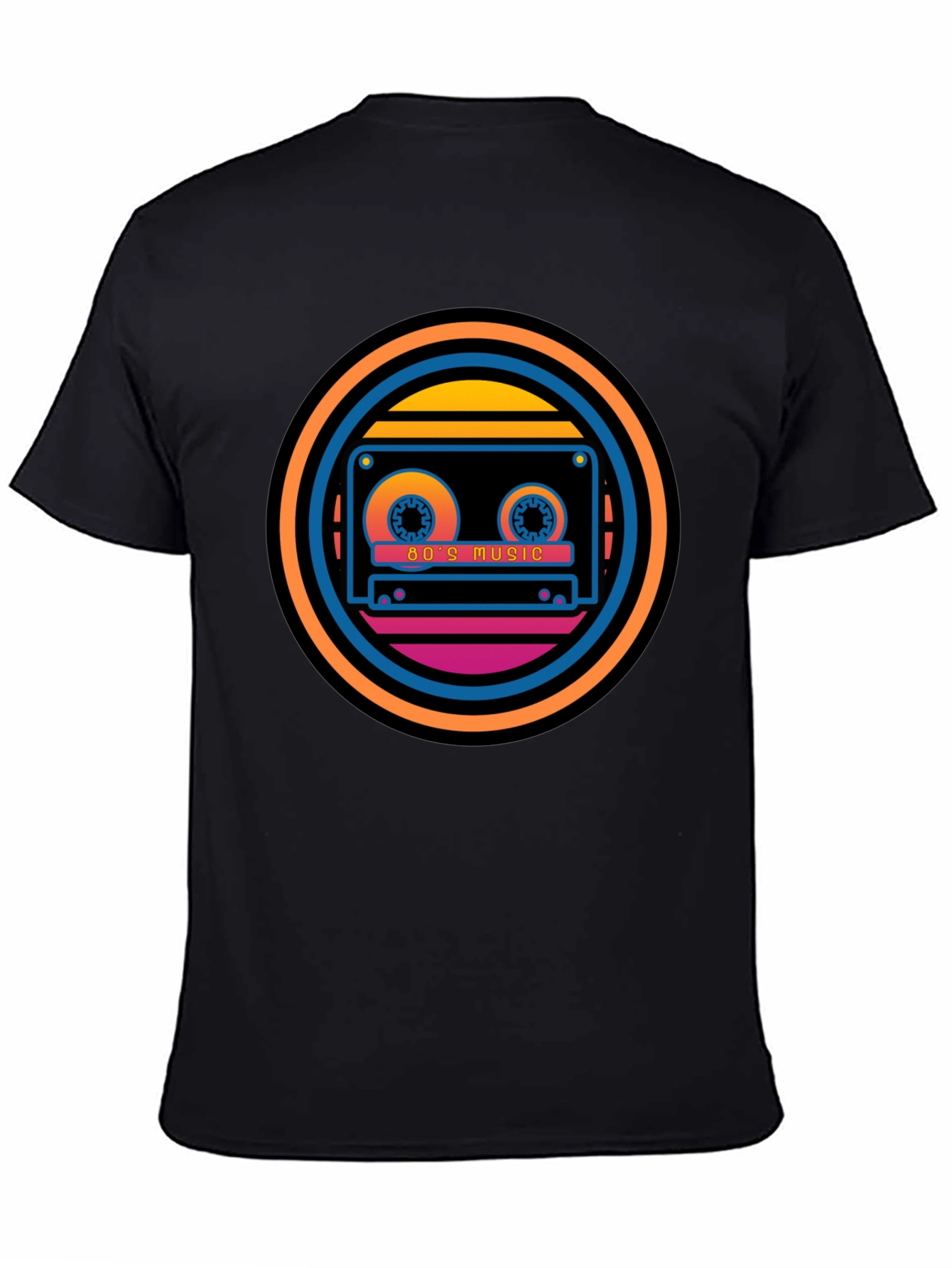 Retro 80s Music Cassette Graphic Tee - Black