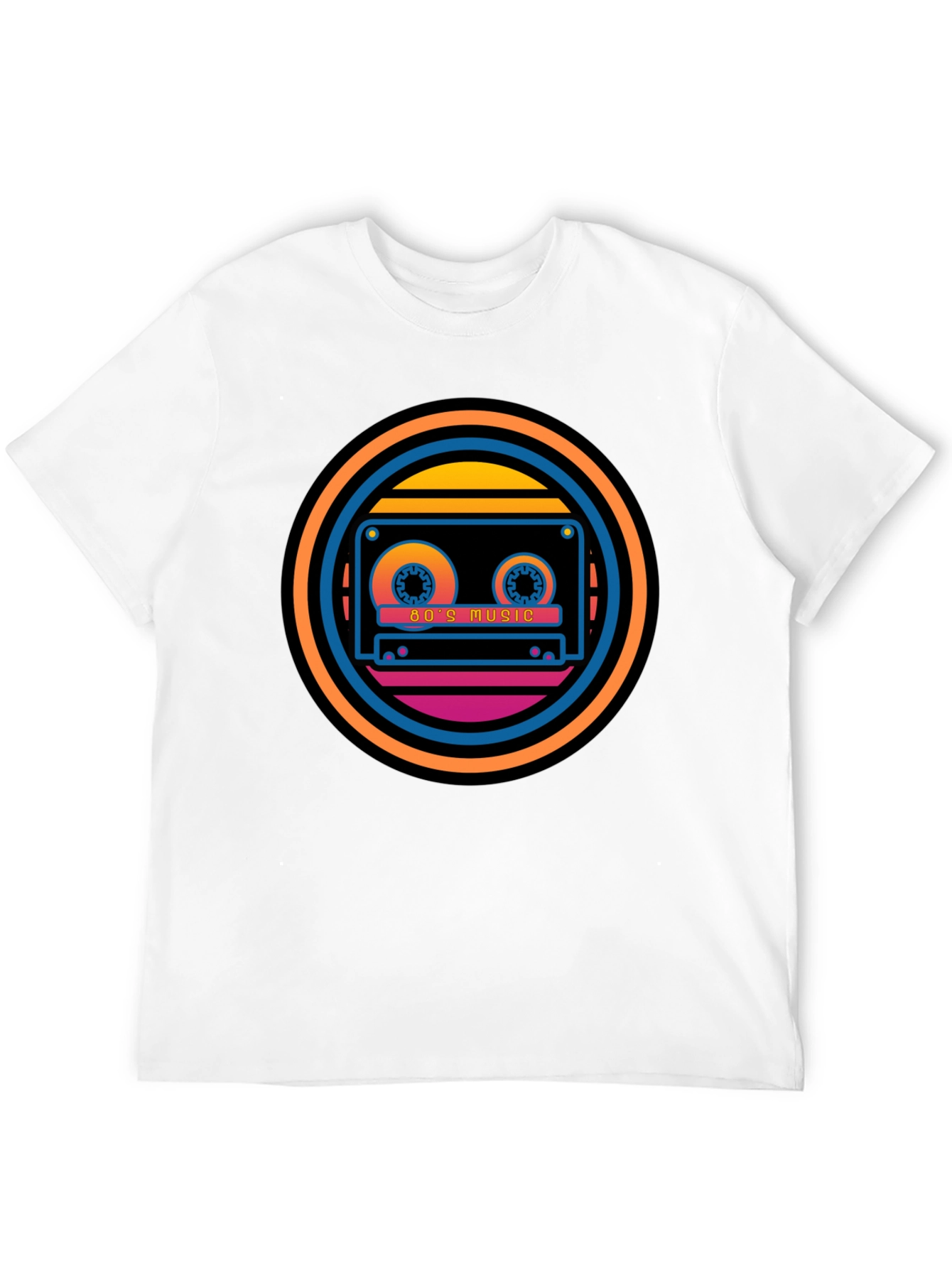 Retro 80s Music Cassette Graphic Tee - Black