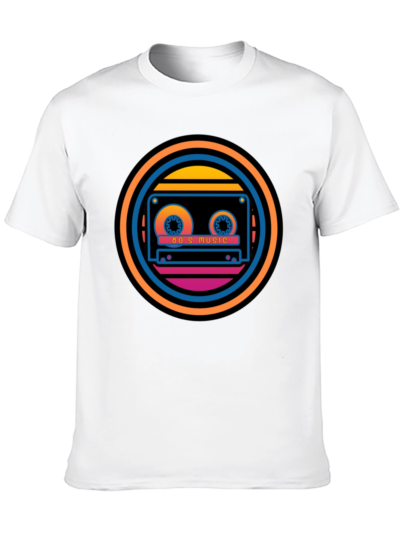 Retro 80s Music Cassette Graphic Tee - Black