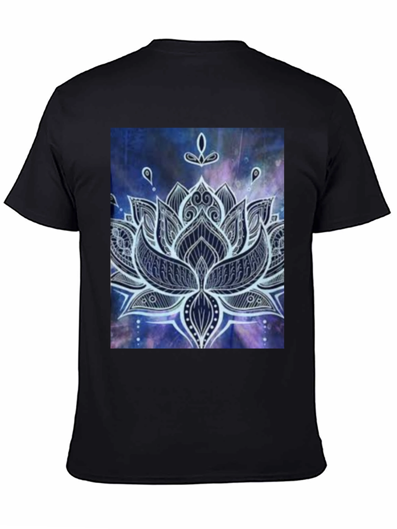 Lotus Mandala Graphic Print Black T-Shirt