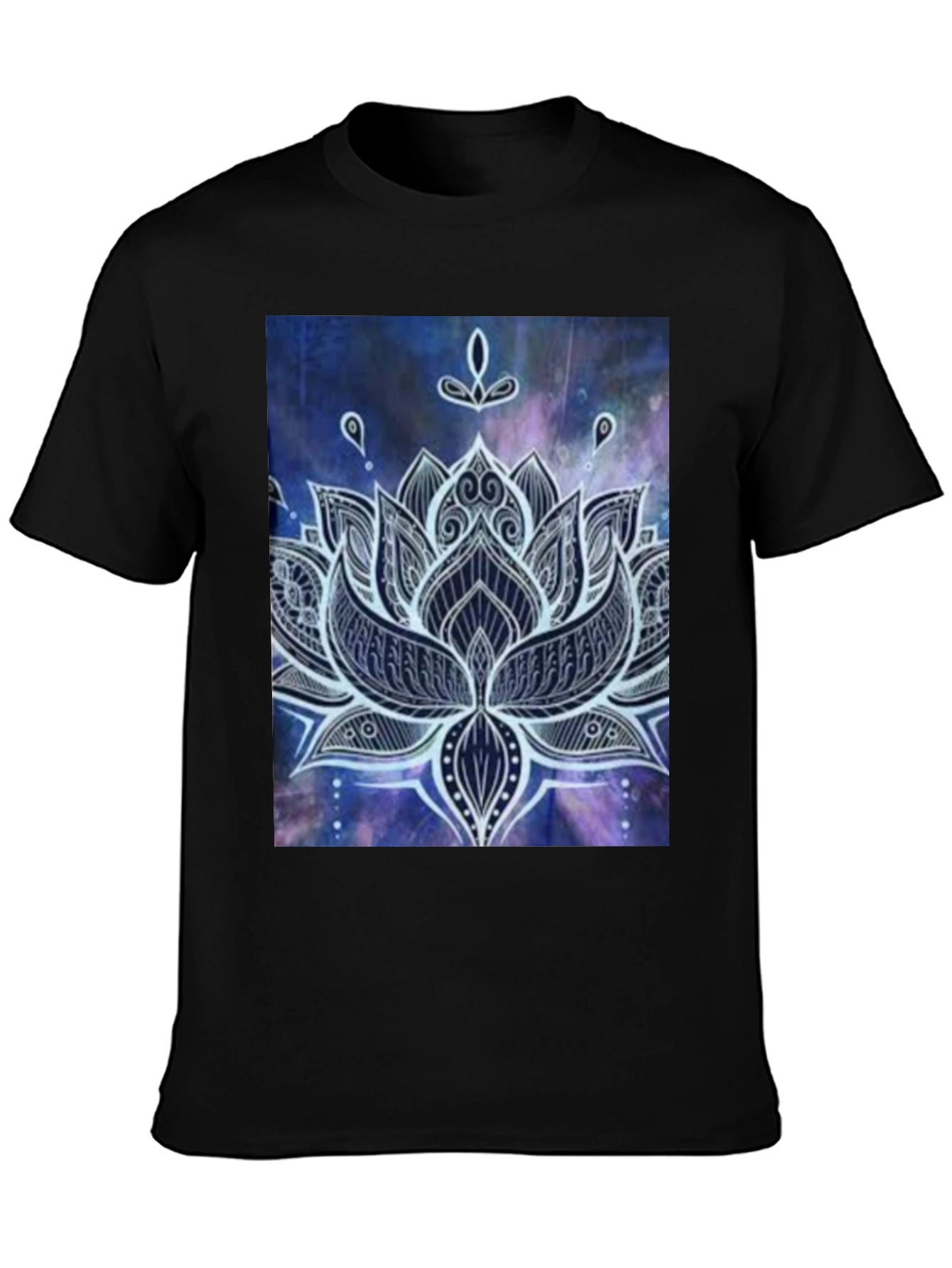 Lotus Mandala Graphic Print Black T-Shirt