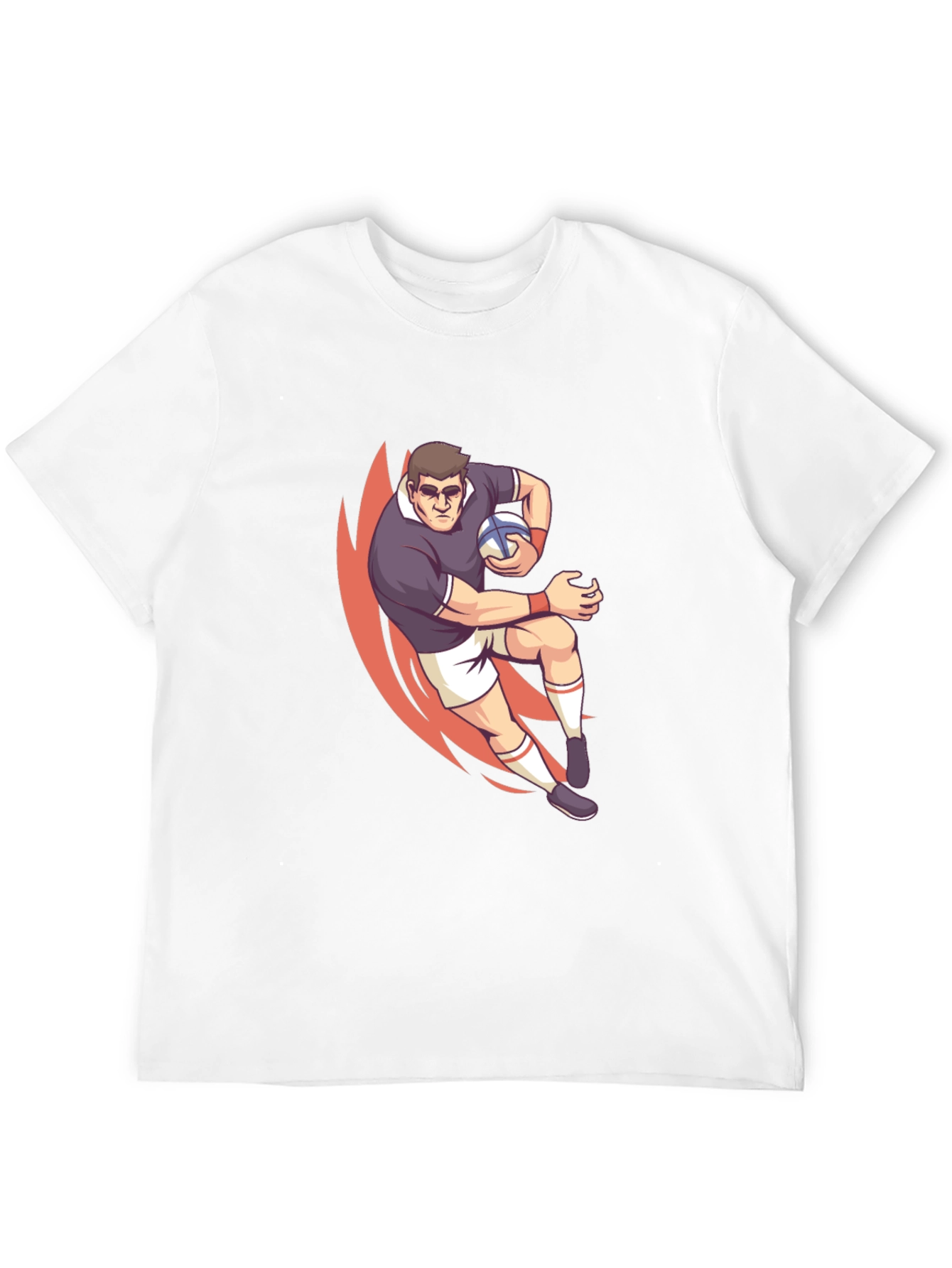 Rugby Player Graphic T-Shirt - Black